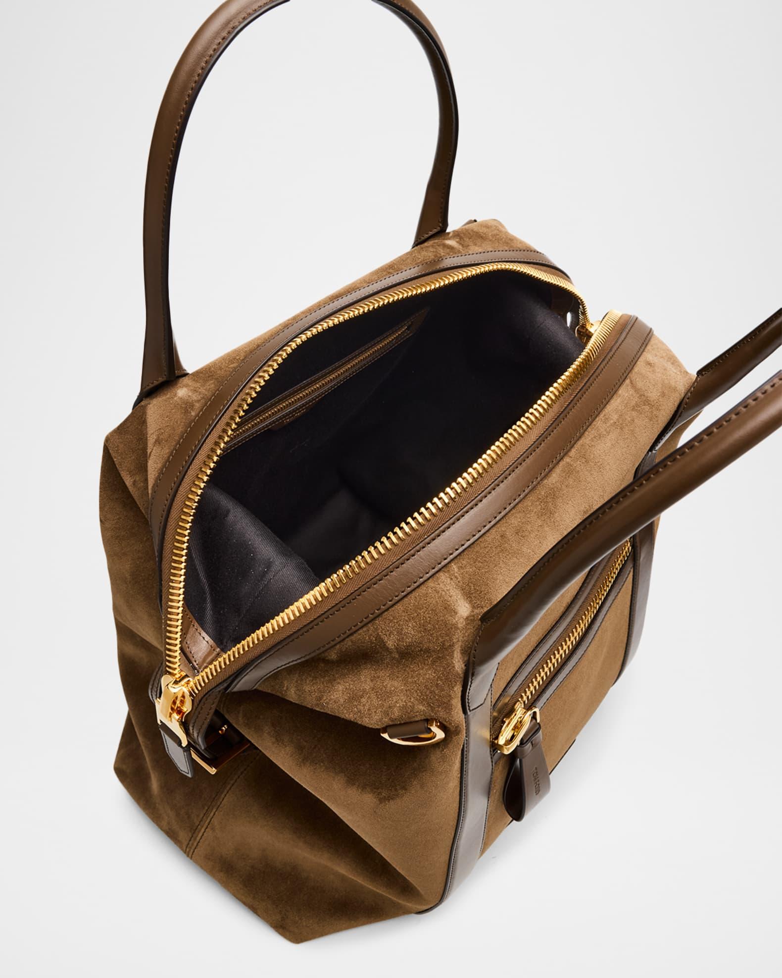 Men's Suede and Leather Side-Buckle Tote Bag Product Image