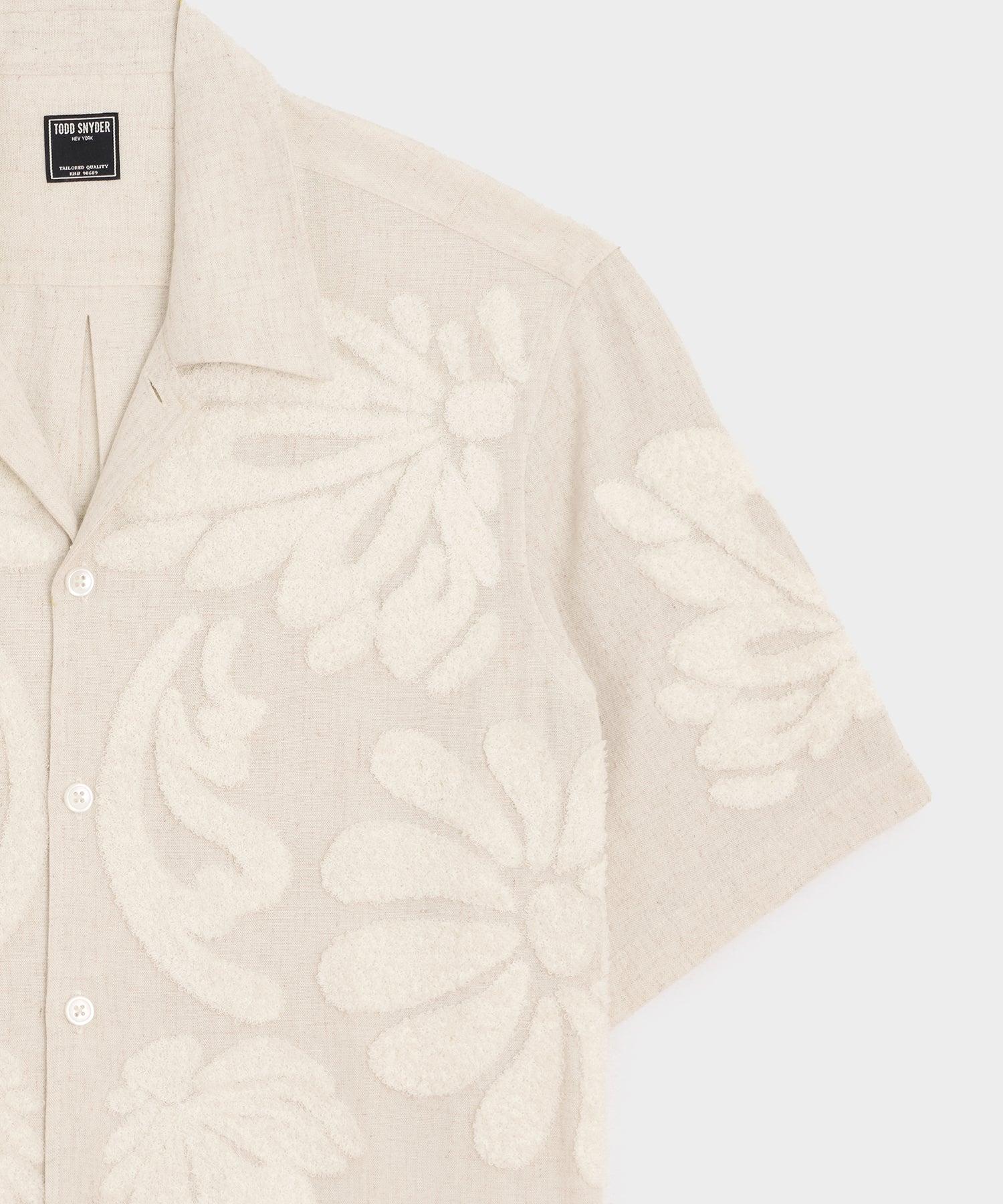 Embroidered Palm Leaf Camp Collar Shirt Product Image