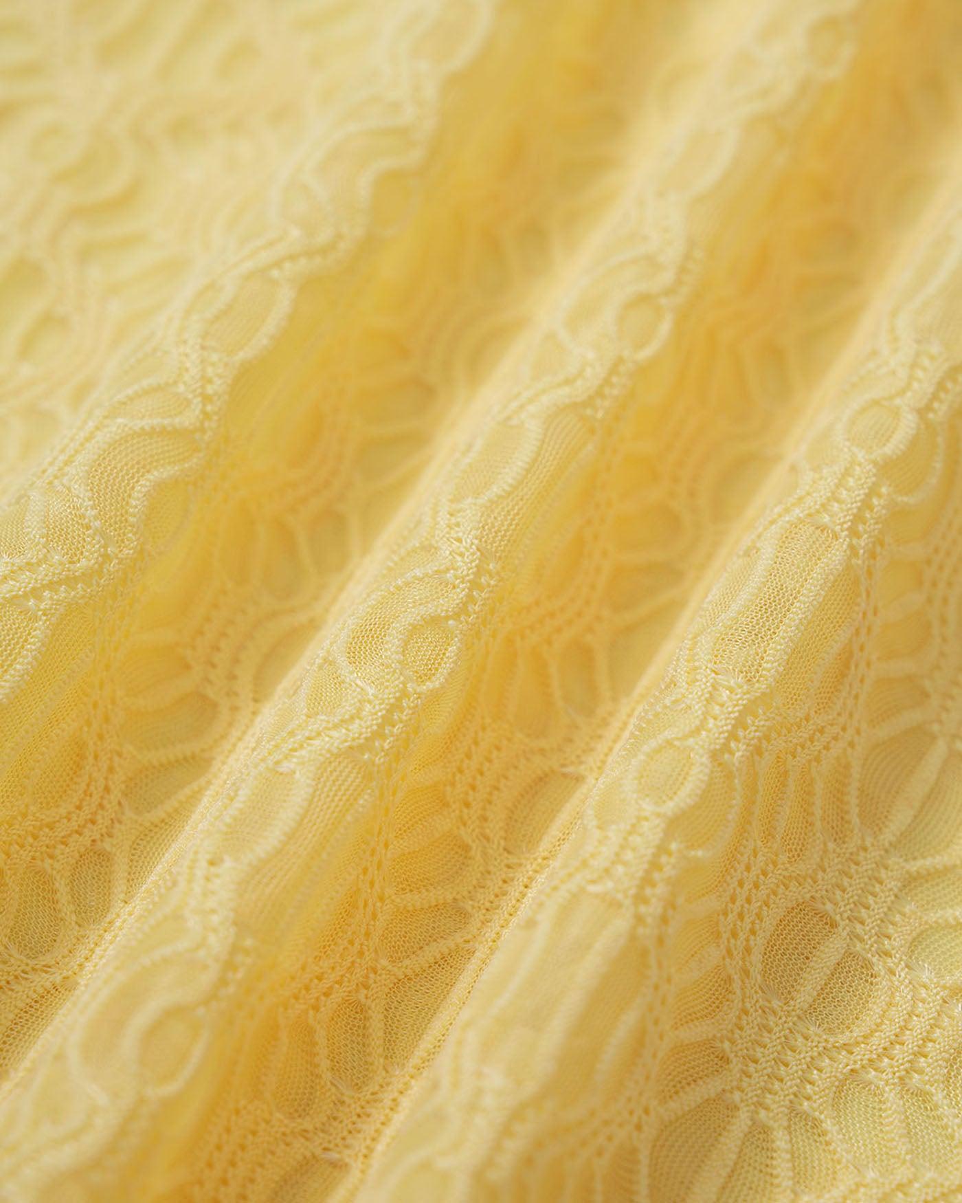Yellow Jacquard Textured Bikini Set Product Image
