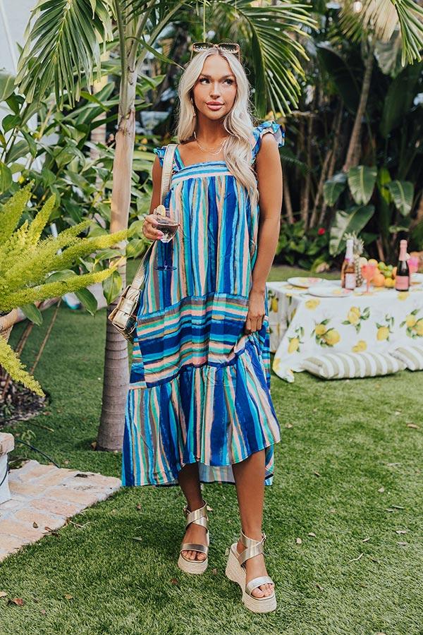 Hit Remix Stripe Midi In Royal Blue Product Image