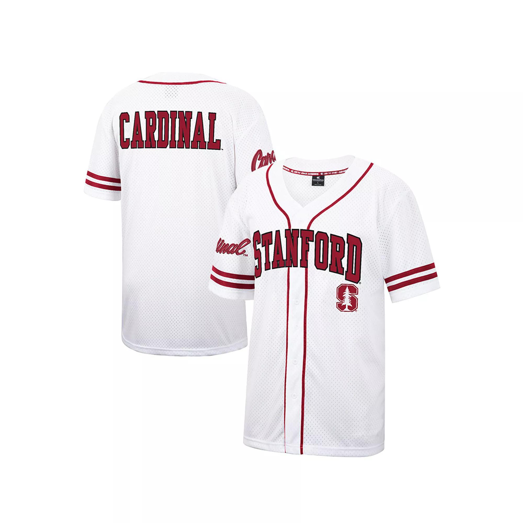 Men's Colosseum White Stanford Cardinal Free Spirited Mesh Button-Up Baseball Jersey, Size: 2XL Product Image