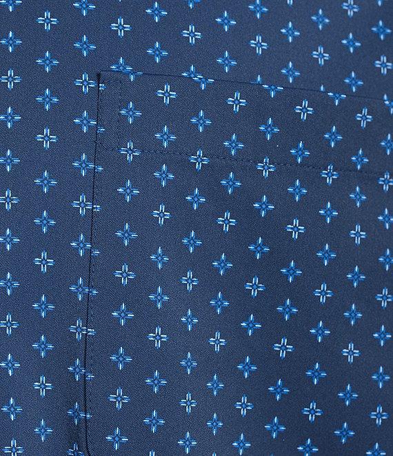 Roundtree & Yorke Performance The Traveler Long Sleeve Geometric Chambray Sport Shirt Product Image