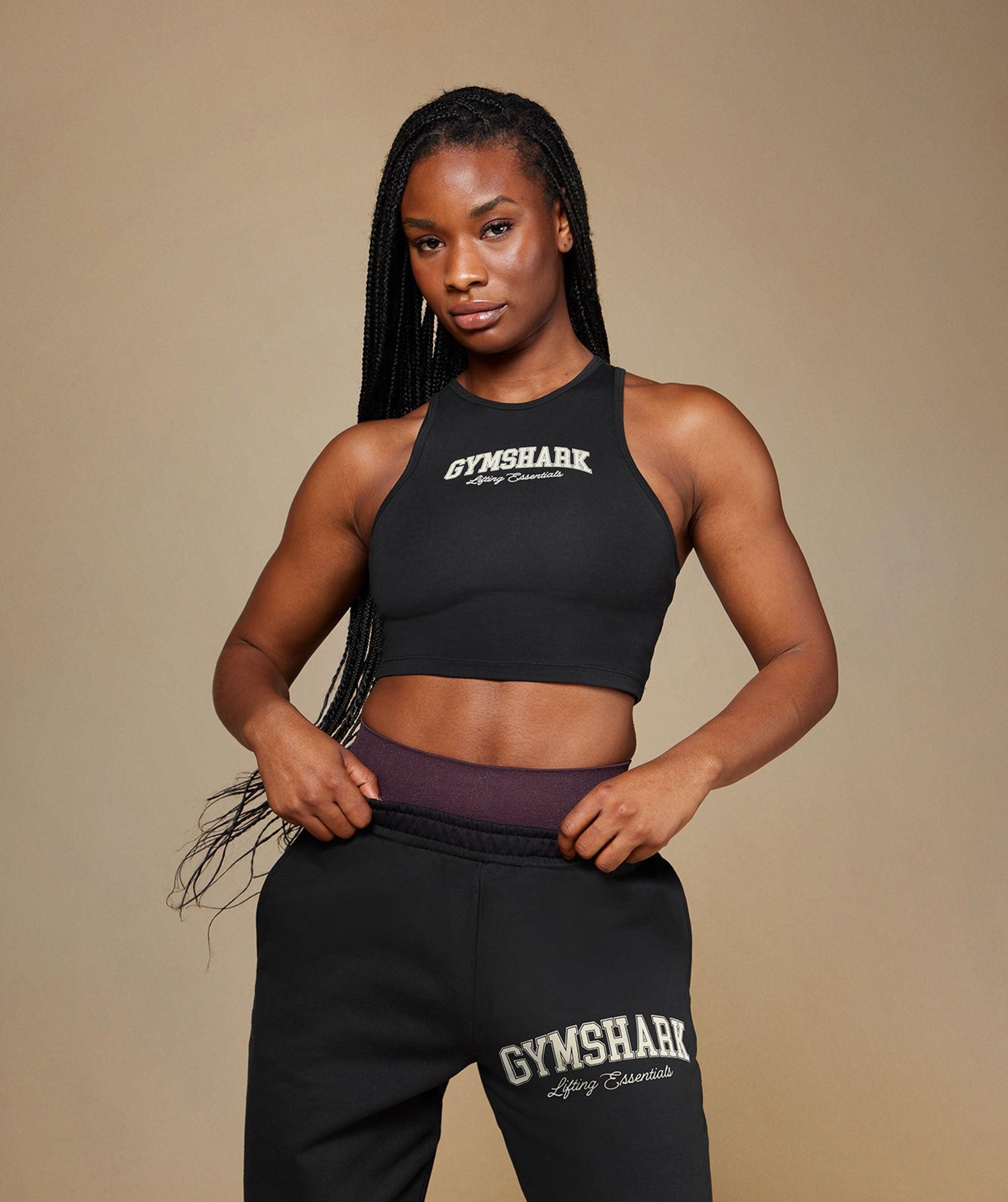 Gymshark Lifting Essentials Graphic Brushed Oversized Joggers - Black Female Product Image