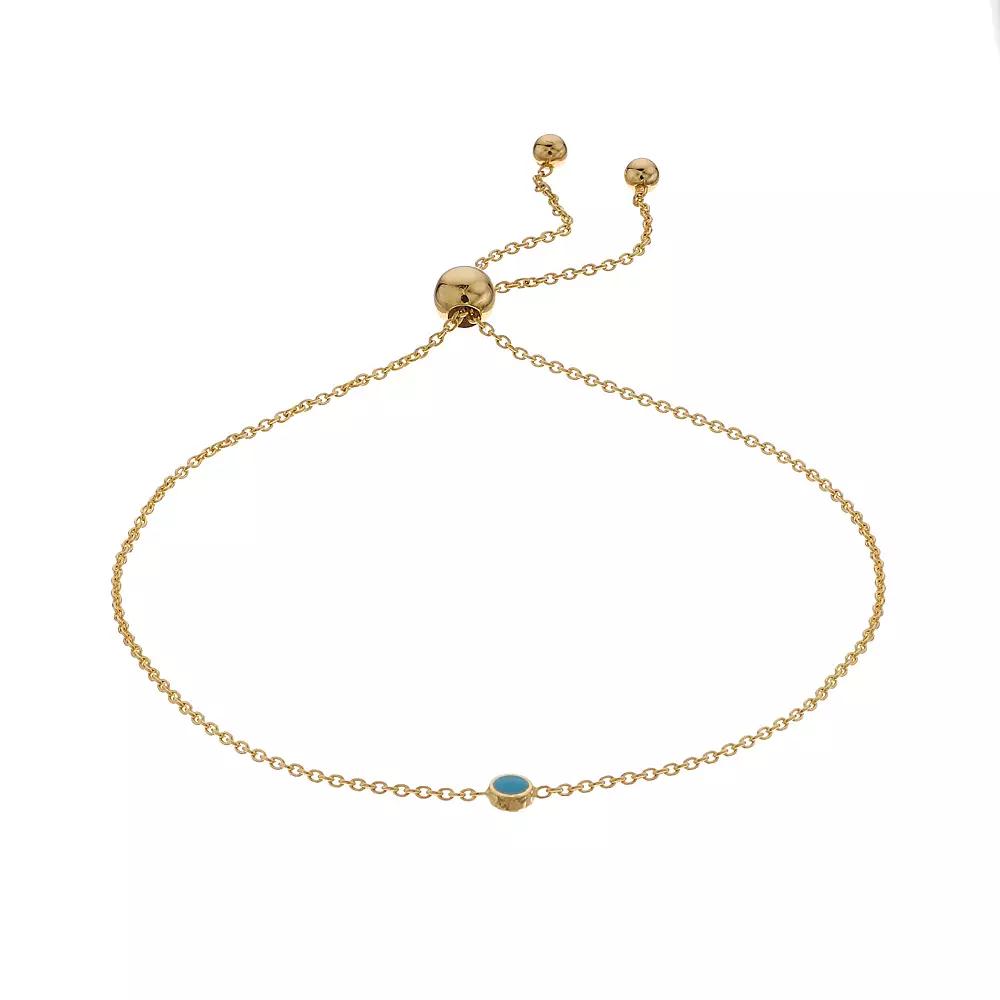 Color Romance 14k Gold Simulated Turquoise Bead Adjustable Bracelet, Women's, Size: 9.5" Product Image