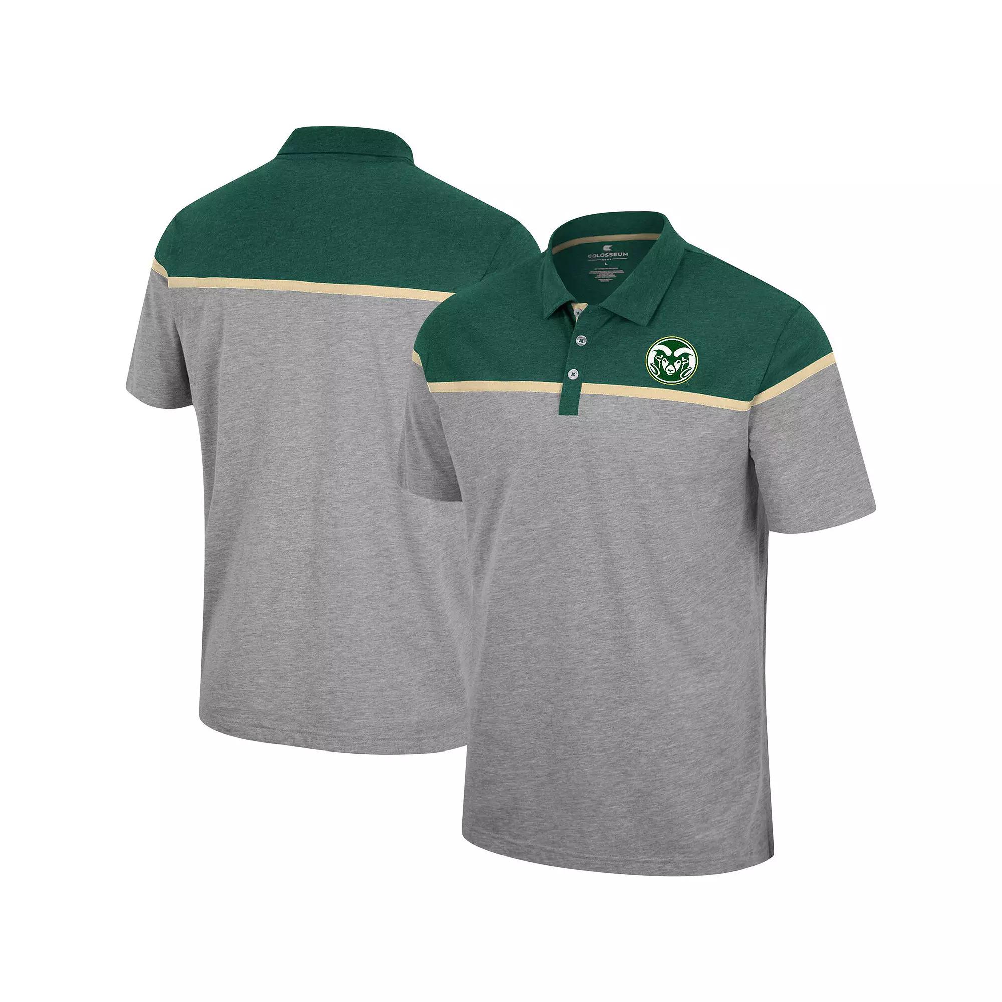 Men's Colosseum Heather Gray Colorado State Rams Chamberlain Polo,  Product Image