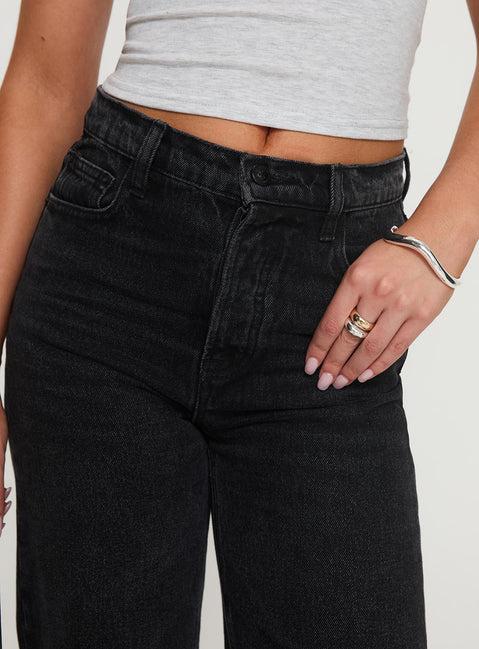 Fawcett High Rise Straight Leg Jeans Washed Black Product Image