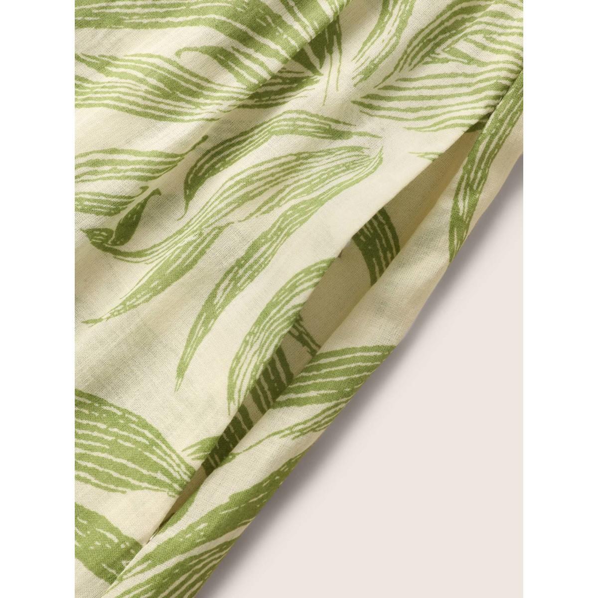 Plus Size Cotton Square Neck Floral Print Tiered Ruffles Dress LightGreen Women Casual Ruffles Square Neck Cap Sleeve Curvy BloomChic 28/5X Product Image