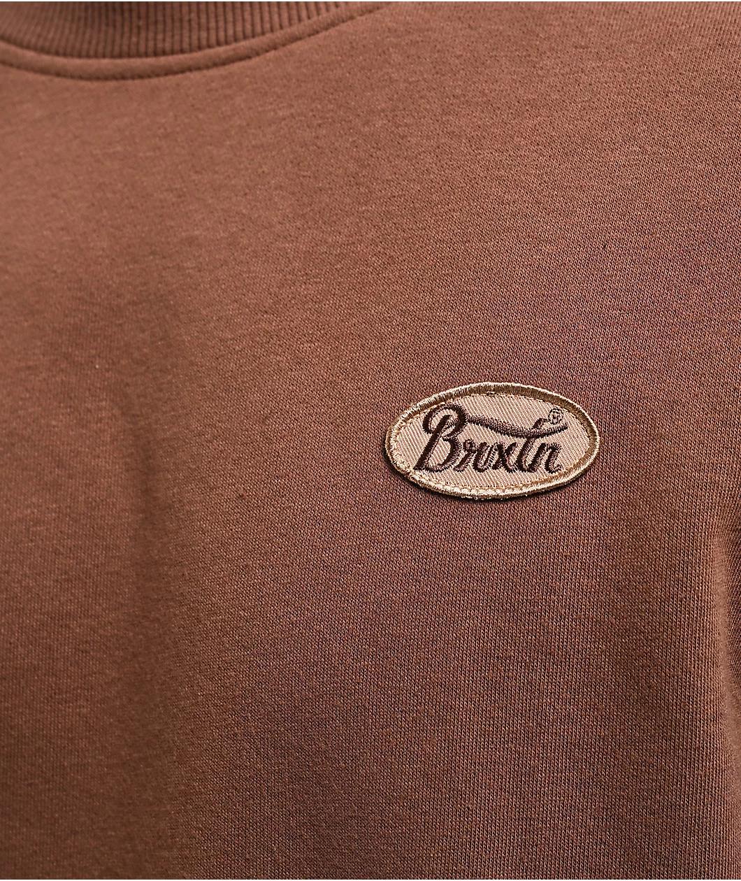 Brixton Parsons Patch Pinecone Brown Crewneck Sweatshirt Product Image