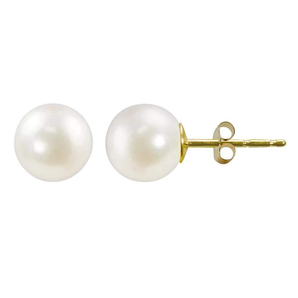 PearLustre by Imperial 14k Gold Akoya Cultured Pearl Stud Earrings, Women's, White Product Image