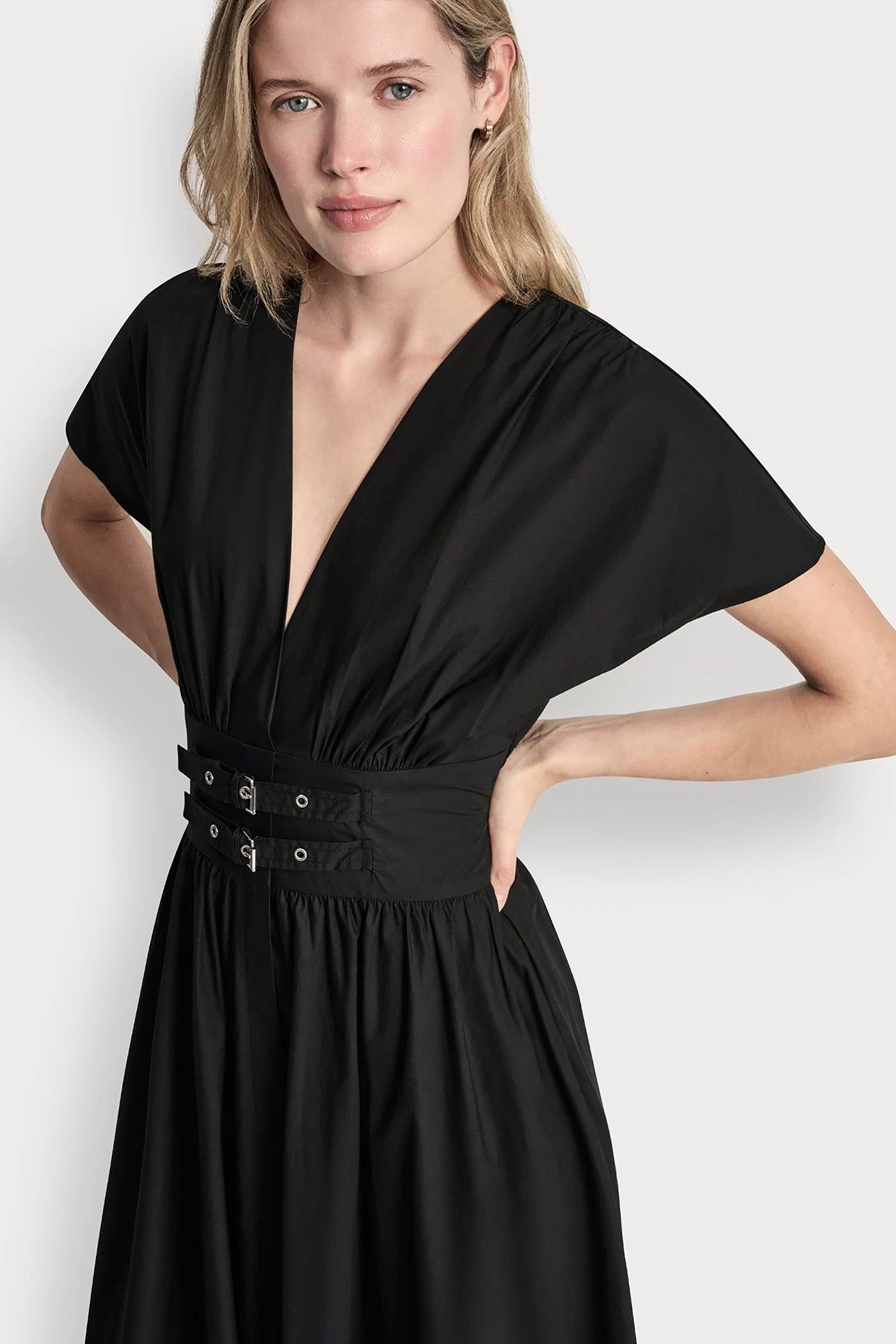 SMOCKED MIDI DRESS WITH BUCKLE Product Image