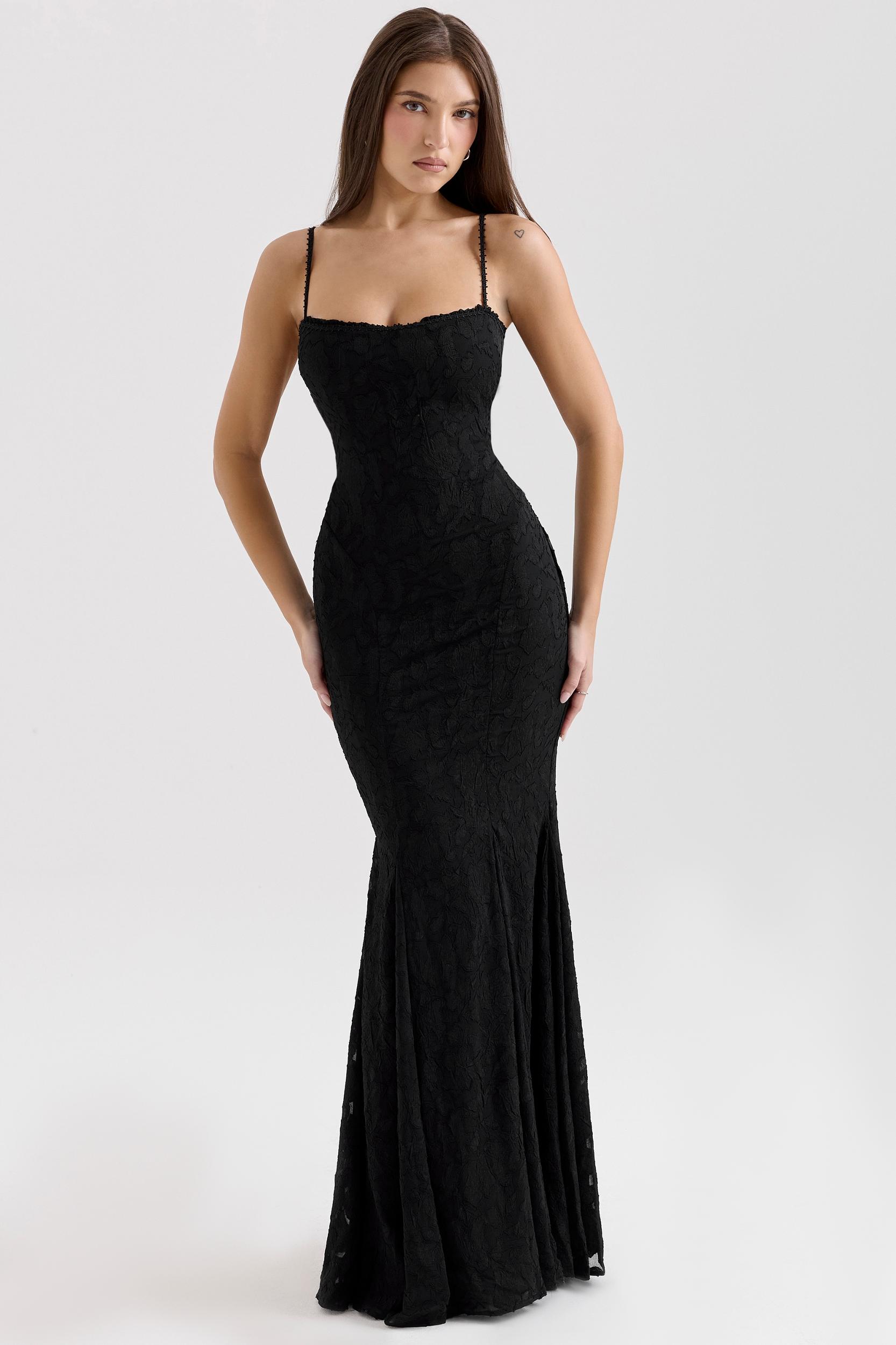Joan  black lace maxi dress Product Image