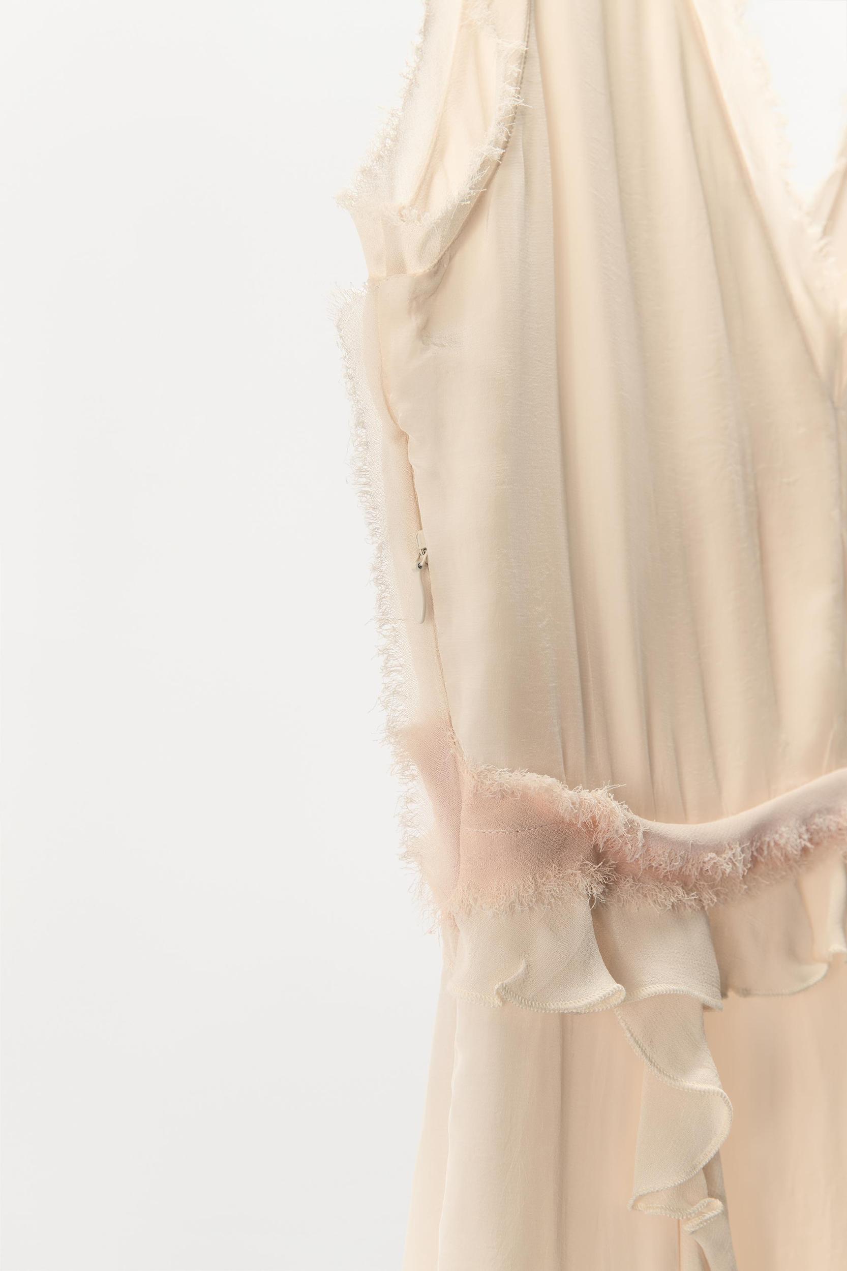 RUFFLED FRAYED MIDI DRESS Product Image