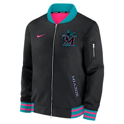 Miami Marlins Authentic Collection City Connect Nike Mens MLB Full-Zip Bomber Jacket | 02F30E4GMQM-NZV Product Image