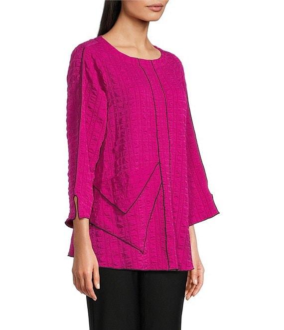 Ali Miles Textured Woven Scoop Neck 3/4 Sleeve Tunic Product Image
