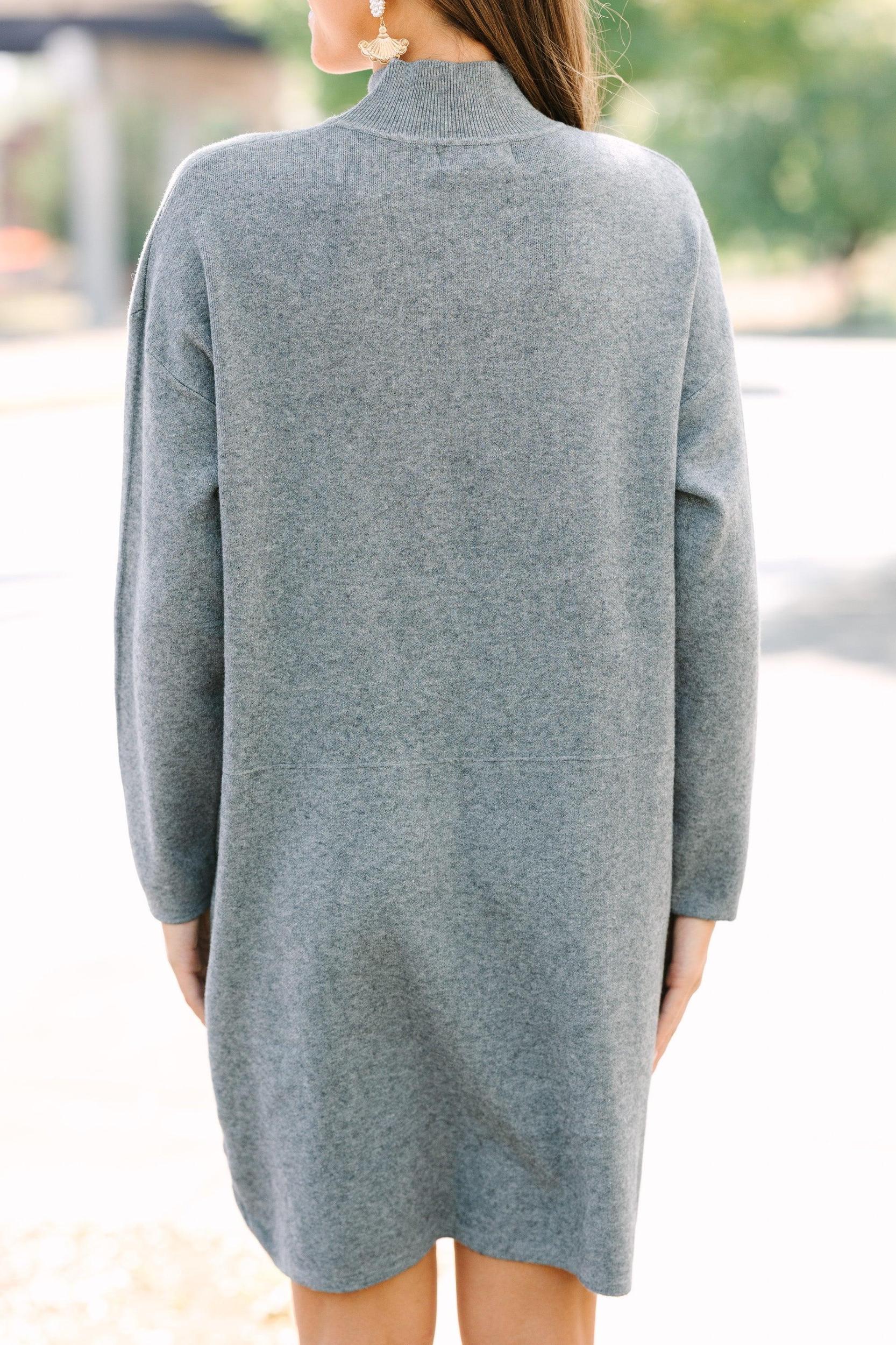 Pinch: Still In Love Gray Mock Neck Sweater Dress Female Product Image