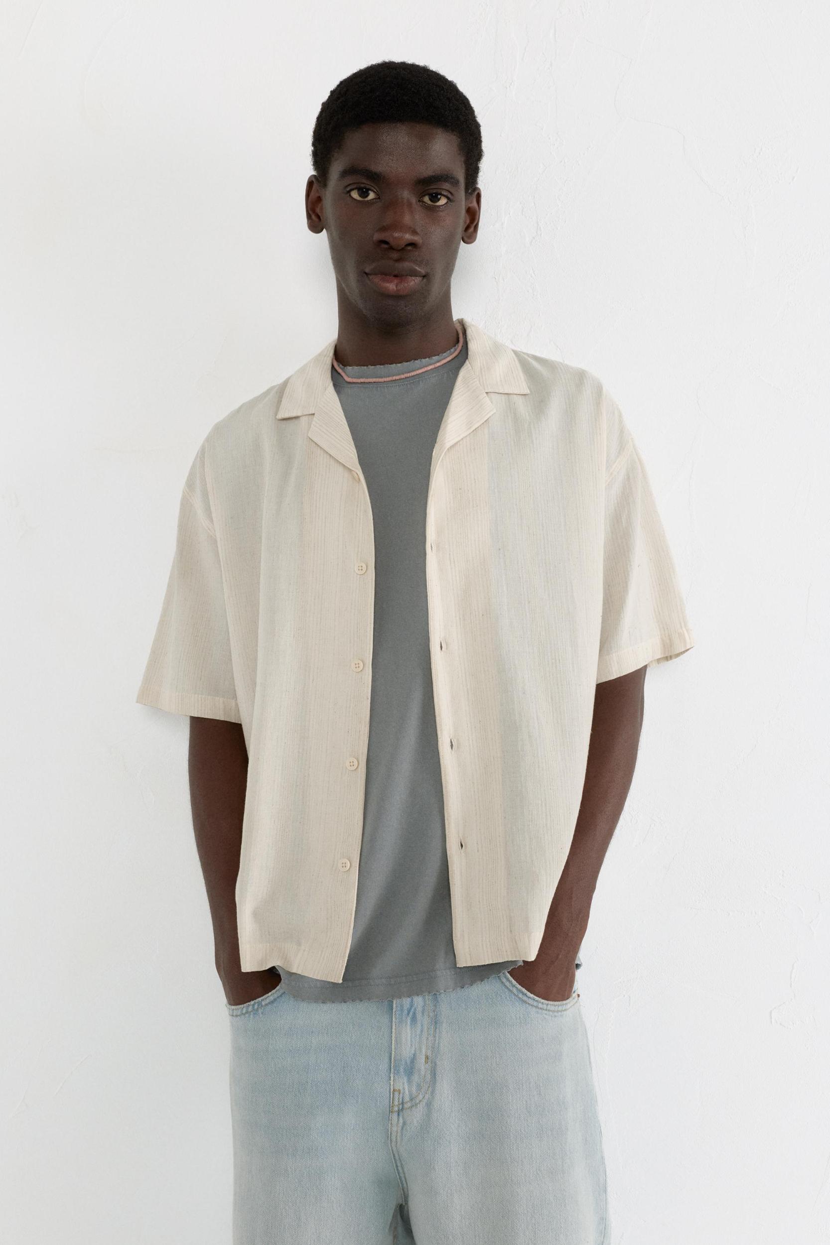 Striped rustic short sleeve shirt Product Image