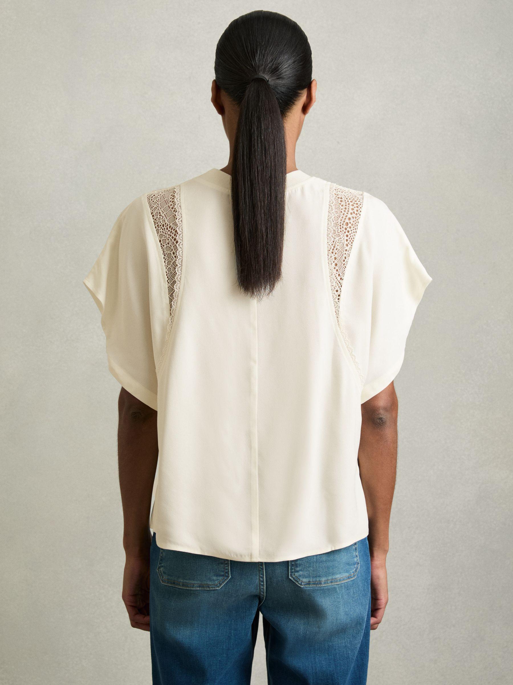 Lace-Insert T-Shirt in Cream Product Image