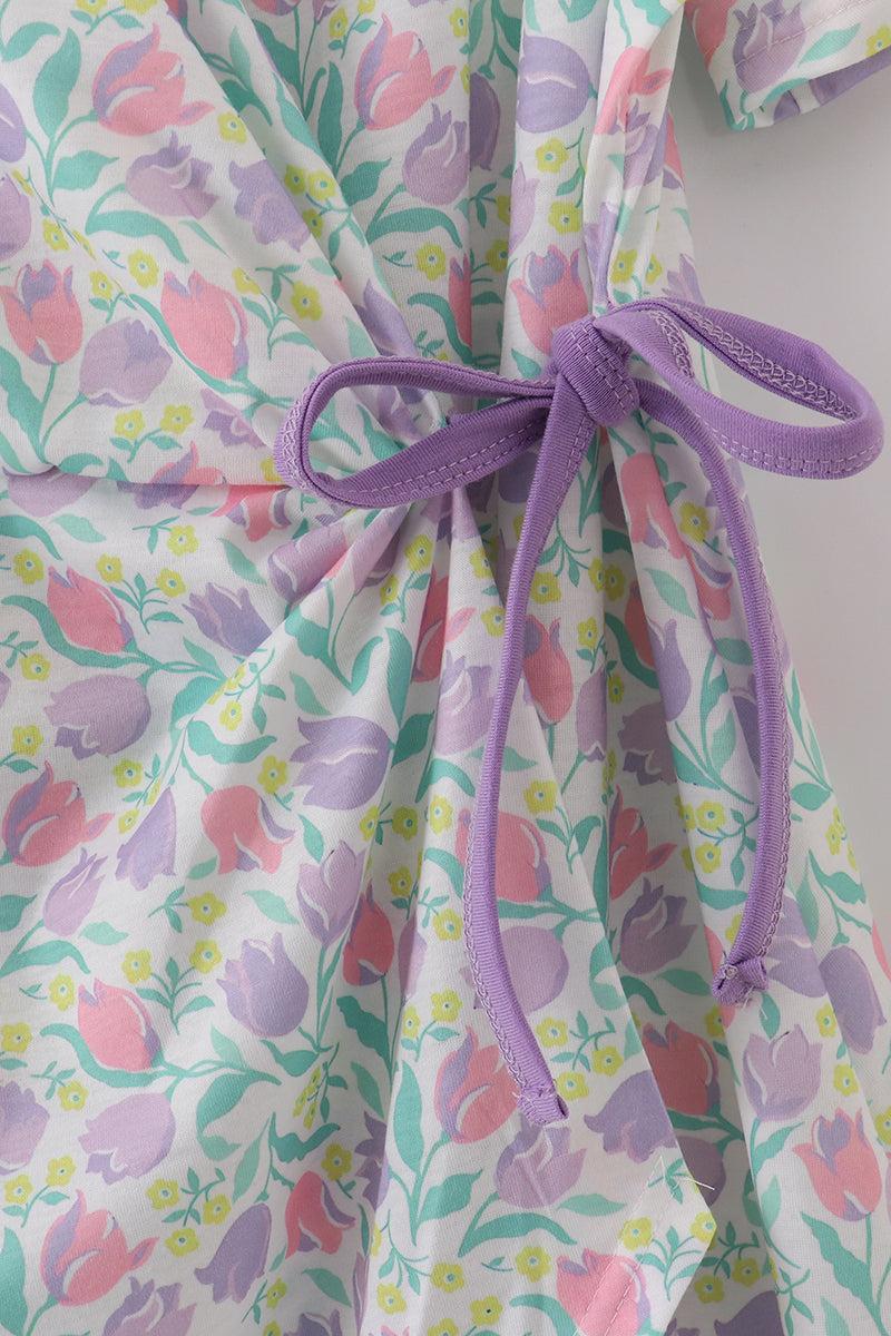 Bow applique print mom&me dress Product Image