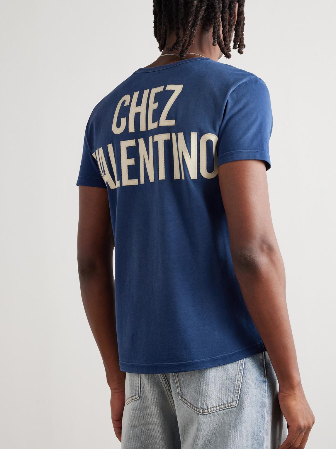 VALENTINO Garavani Navy Cotton T-shirt In Blue Product Image