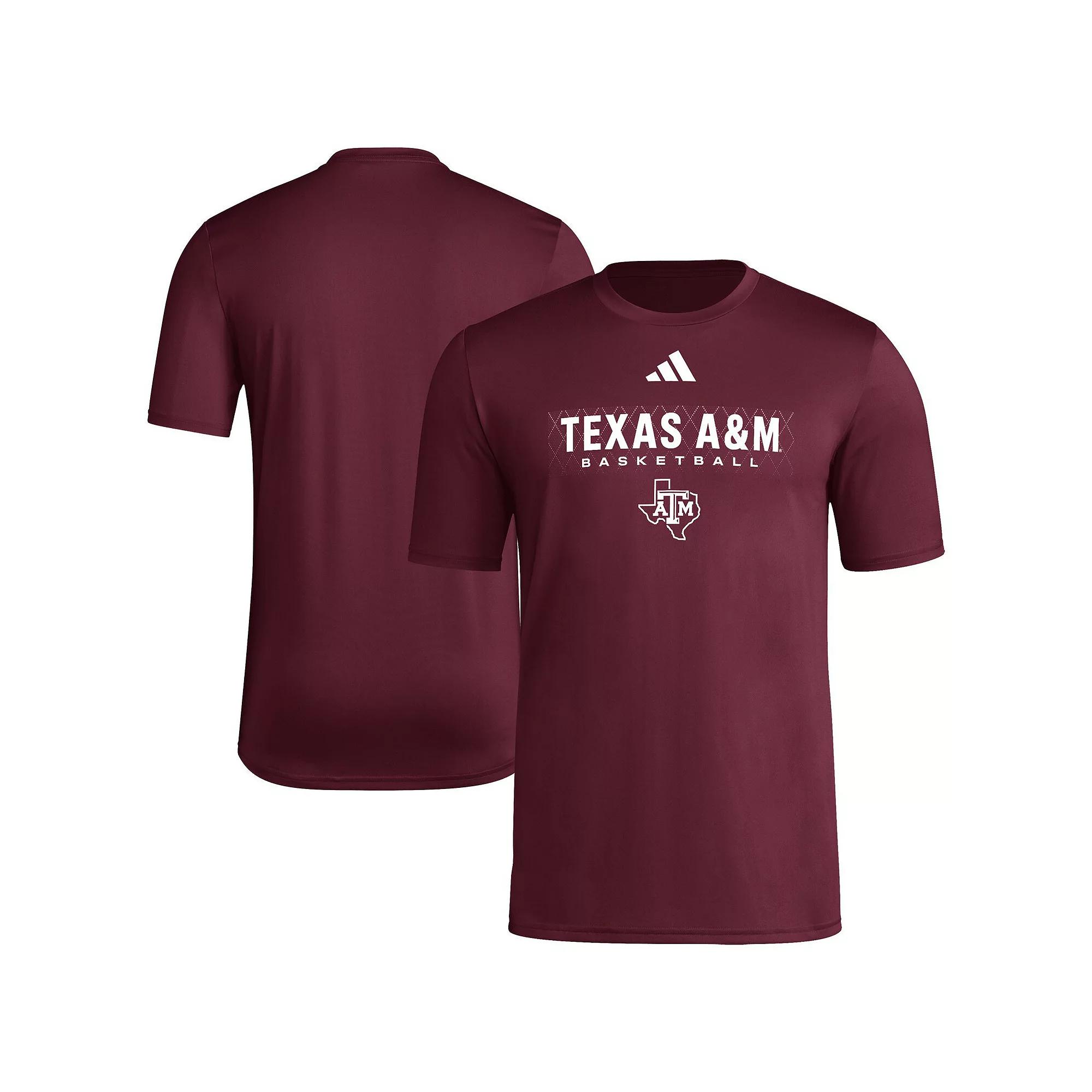 Men's adidas Maroon Texas A&M Aggies Locker On-Court In The Fade Pregame AEROREADY T-Shirt, Size: Medium, Red Product Image