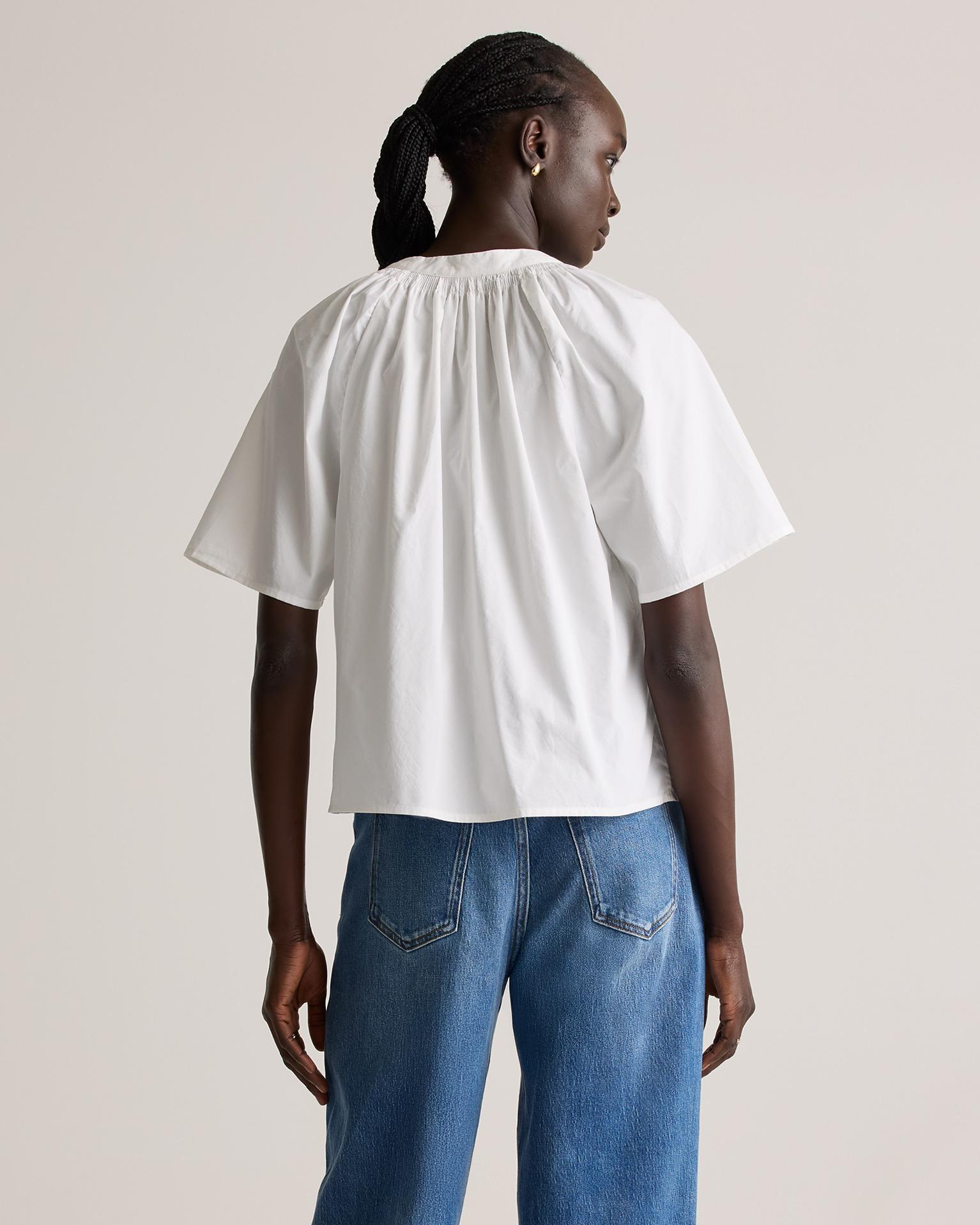 Quince | Women's Poplin Split Neck Top Organic Cotton Product Image