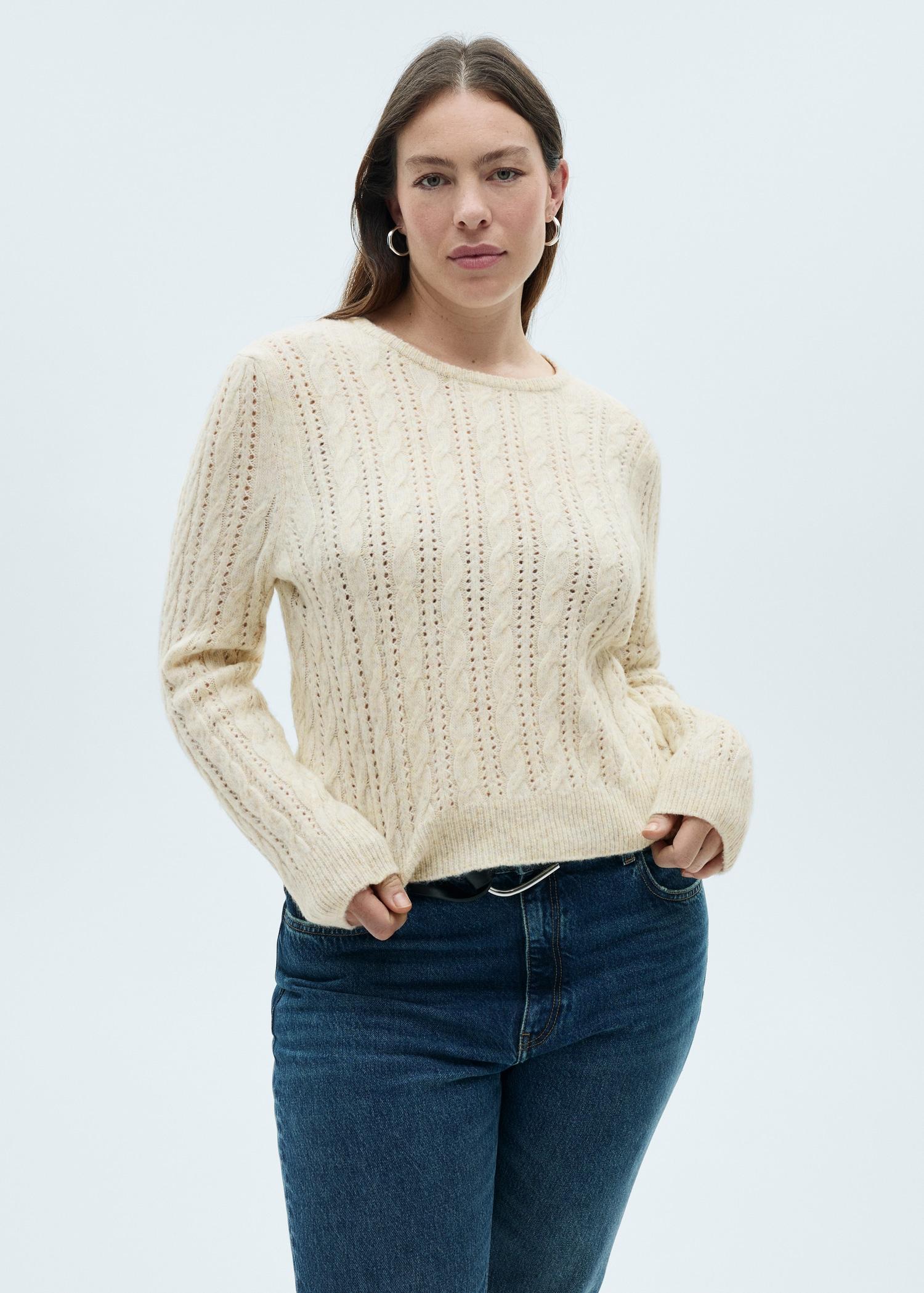 Braided sweater with openwork details - Women | MANGO USA Product Image