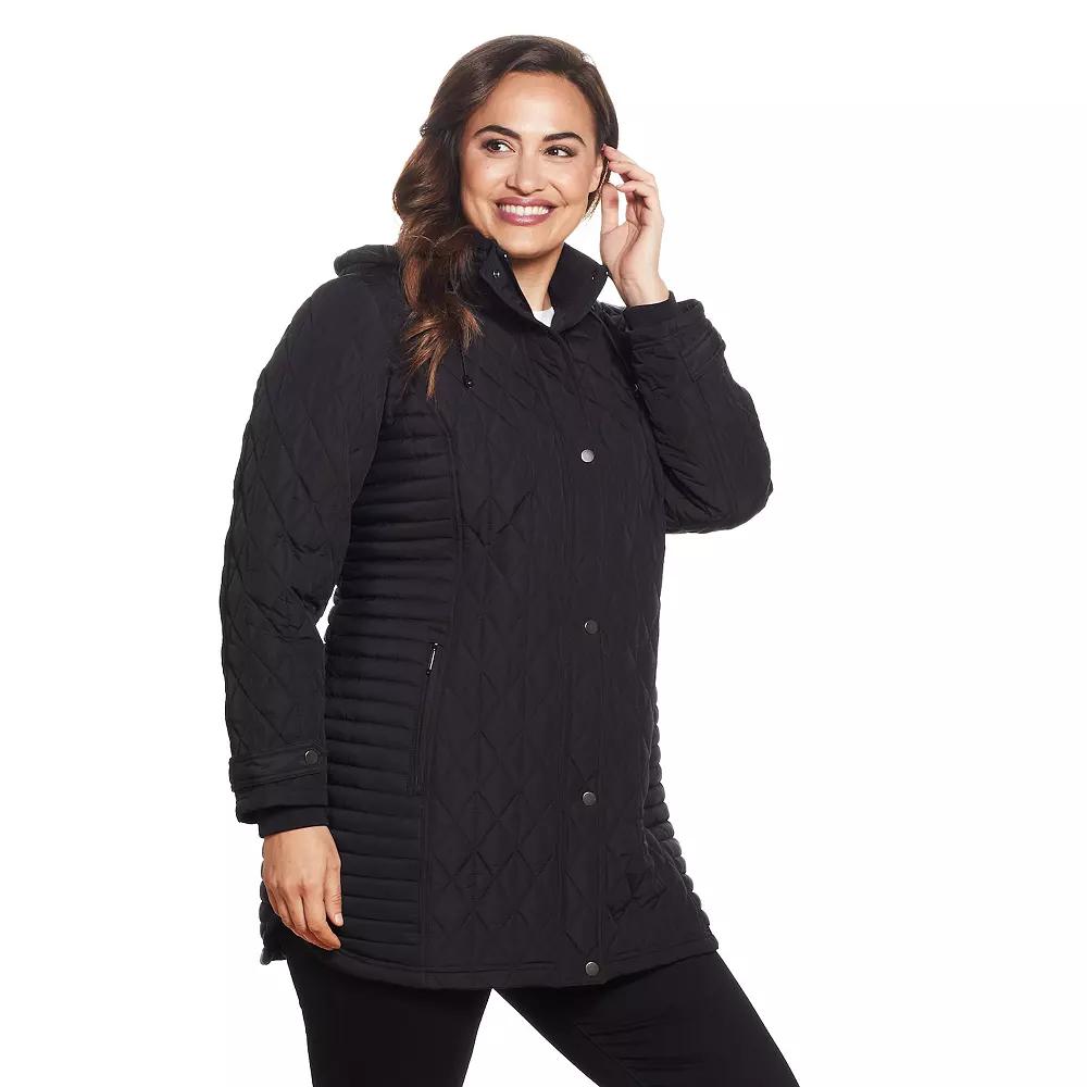 Plus Size Weathercast Hooded Quilted Walker Jacket, Womens Product Image