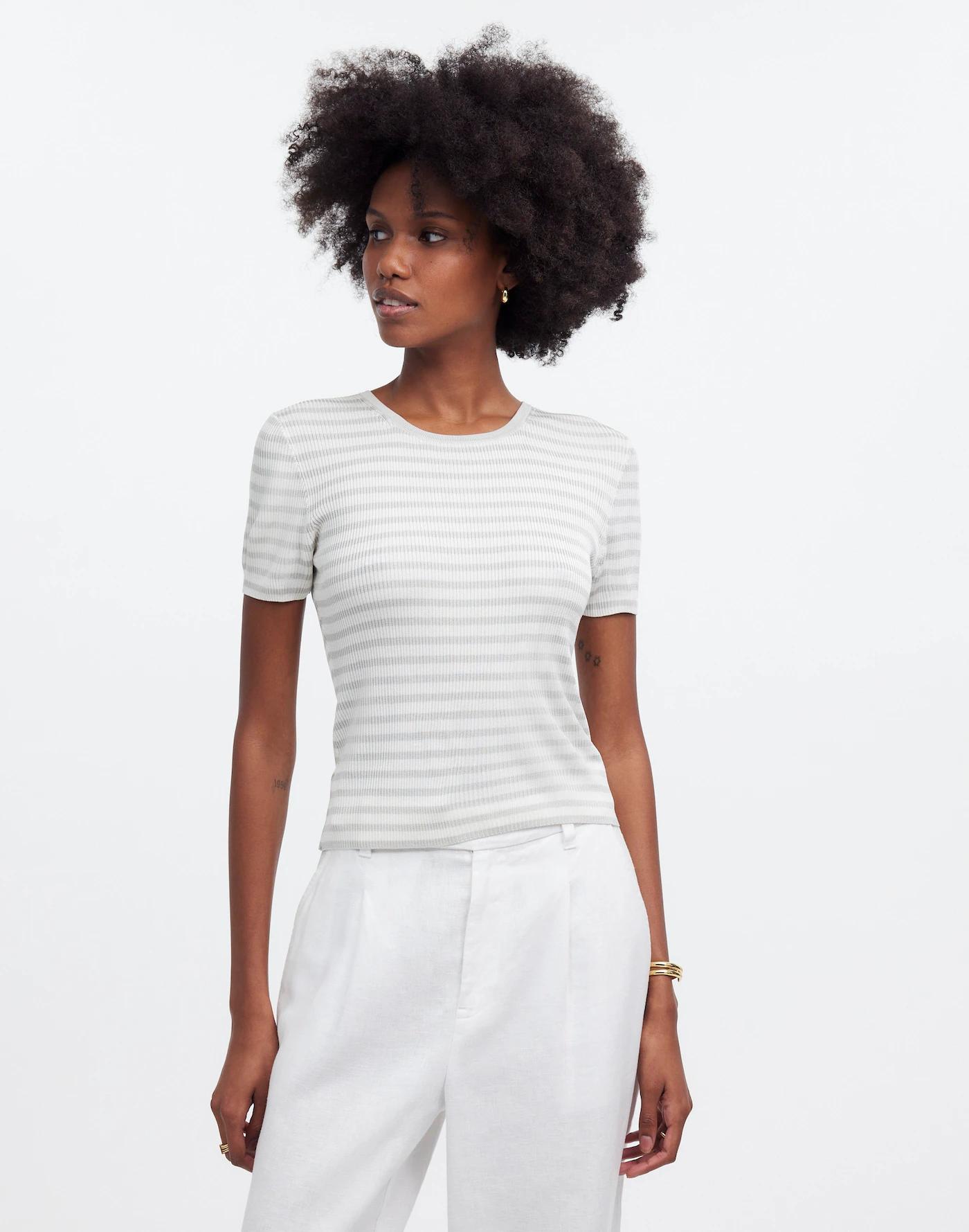 Micro-Rib Sweater Tee Product Image