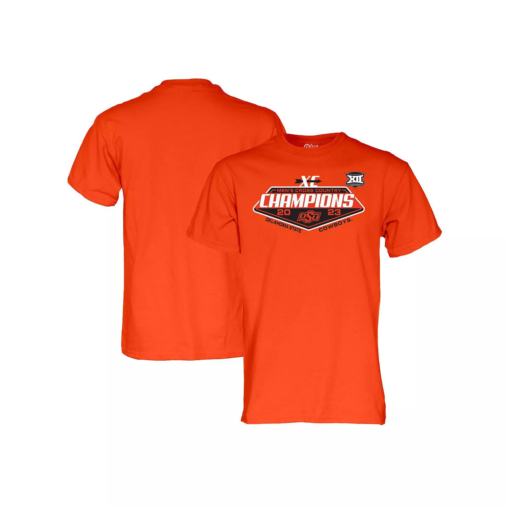 Unisex Blue 84 Orange Oklahoma State Cowboys 2023 Big 12 Men's Cross Country Champions T-Shirt, Adult Unisex,  Product Image