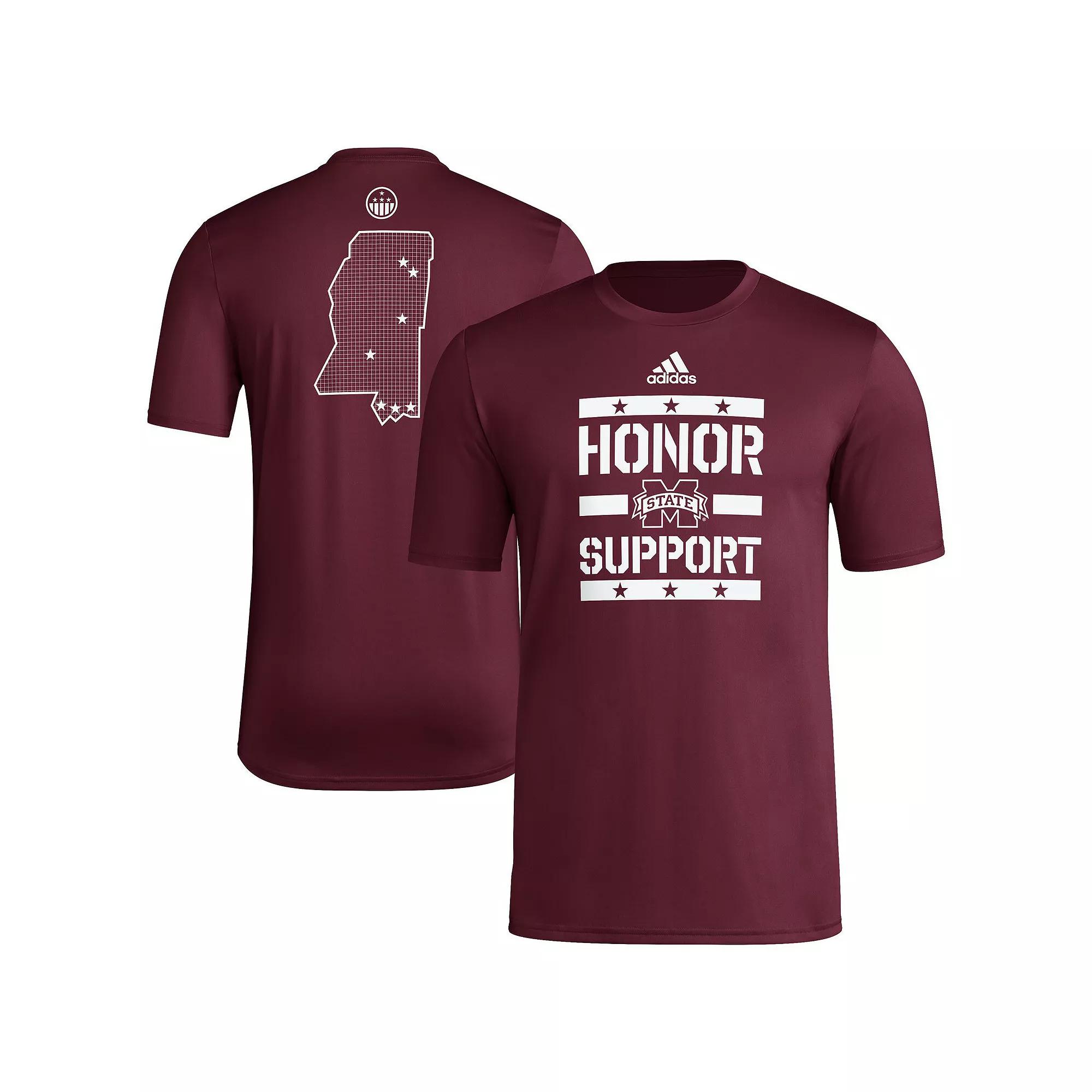 Men's adidas Maroon Mississippi State Bulldogs Honor & Support Pre-Game T-Shirt, Size: XL, Mst Red Product Image