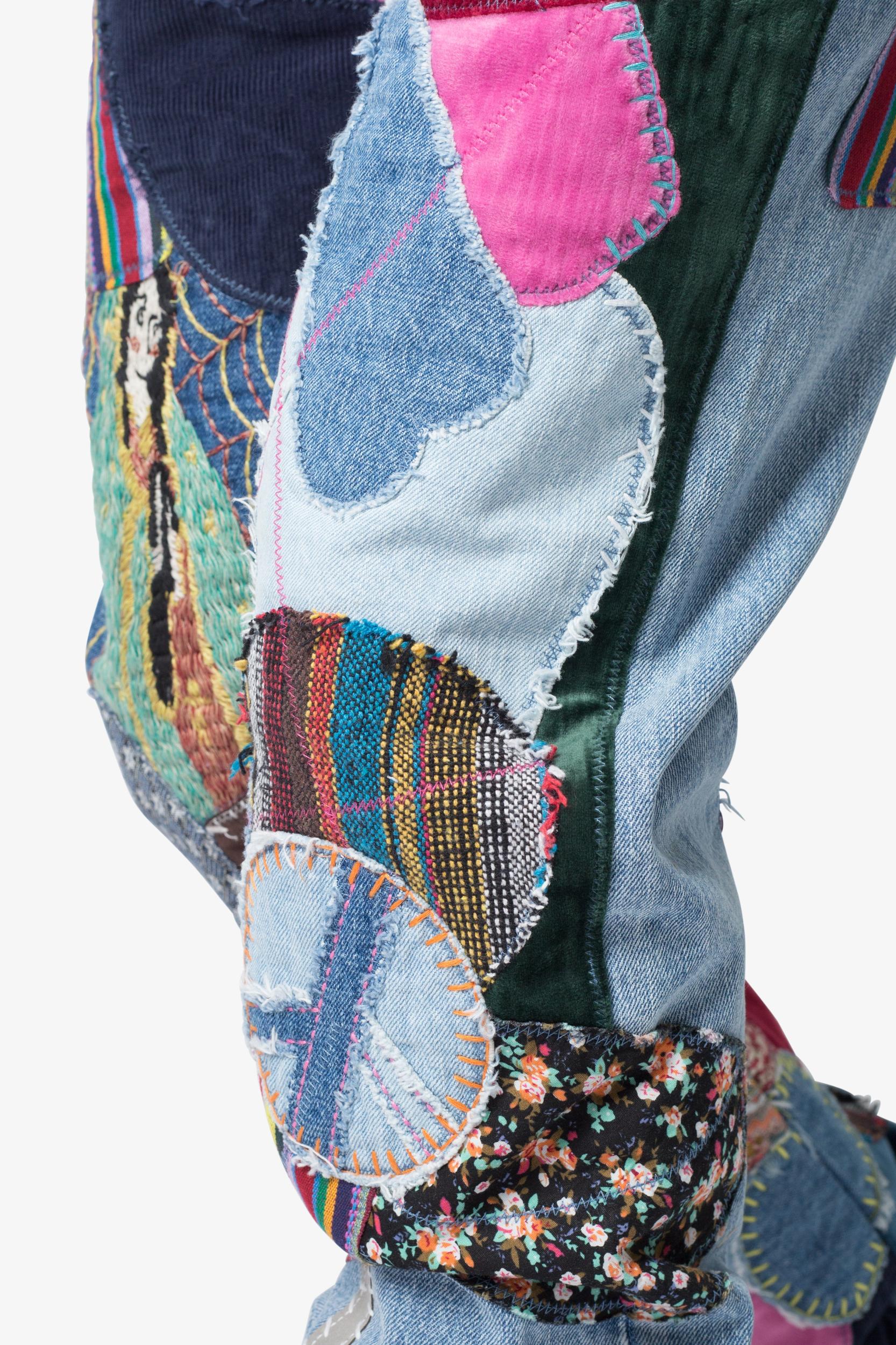 V647 Baggy Patchwork Denim - Blue/Multi Product Image