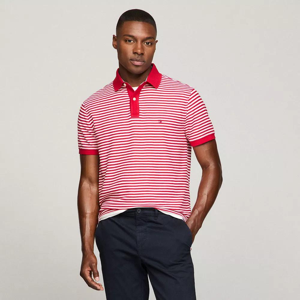 Men's Tommy Hilfiger Striped Justin Polo, Size: Large, Primary Red Stripe Product Image