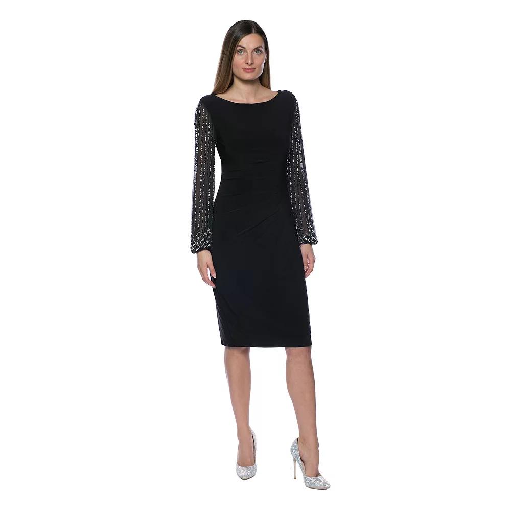 Women's Marina Beaded Sleeve Short Dress, Size: 10, Black Product Image