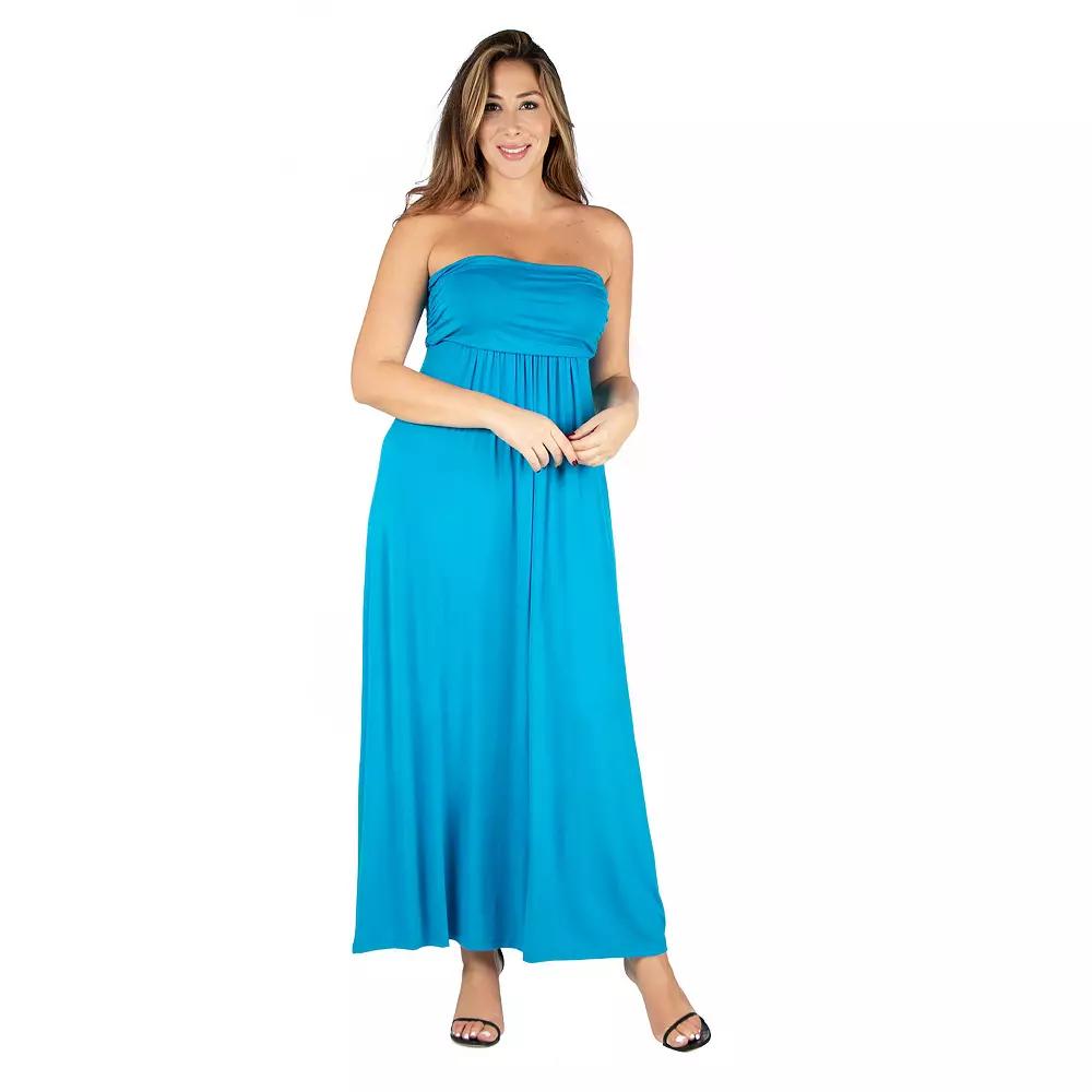 Plus Size 24seven Comfort Apparel Strapless Maxi Dress, Women's, Size: 3XL, Turquoise Product Image