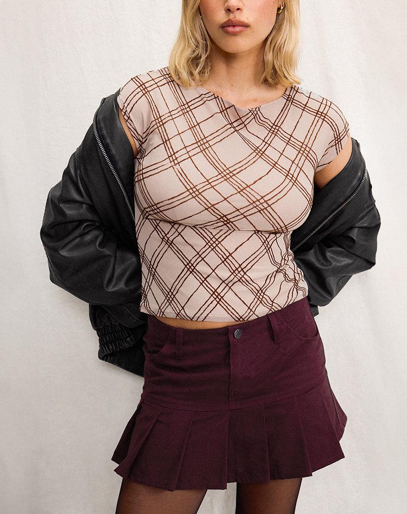 Keripa Pleat Mini Skirt in Redwood Female Product Image