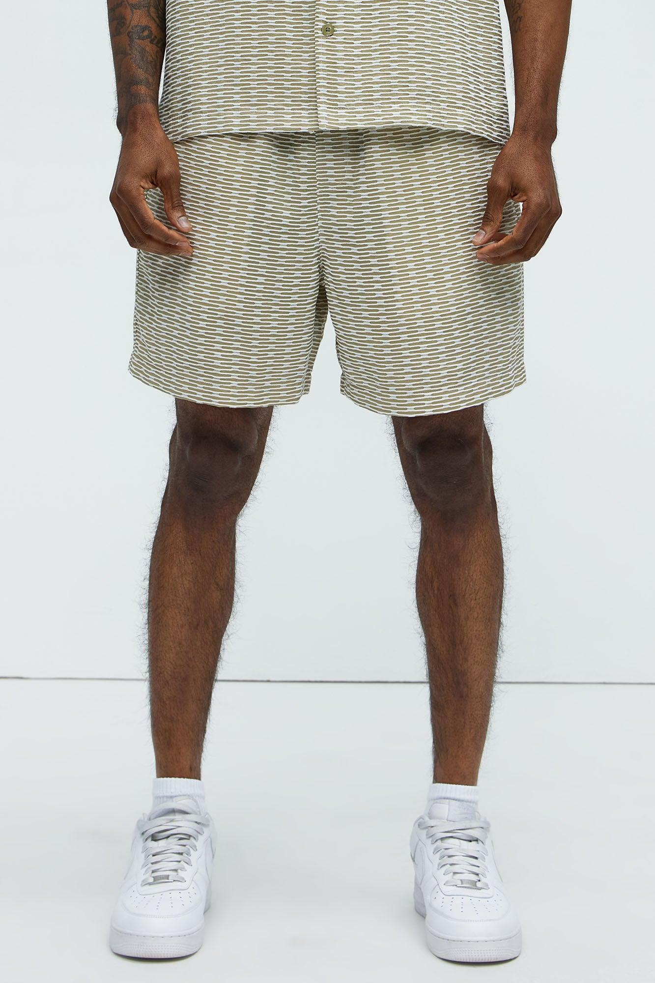 Textured Chenille Pattern Shorts - Green/combo Product Image