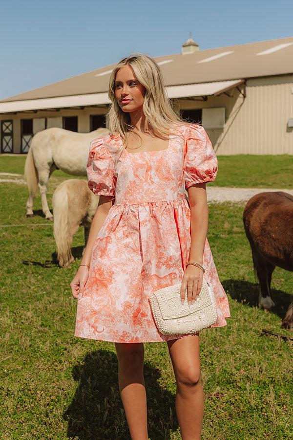 Cheerful Charm Jacquard Mini Dress in Coral Product Image