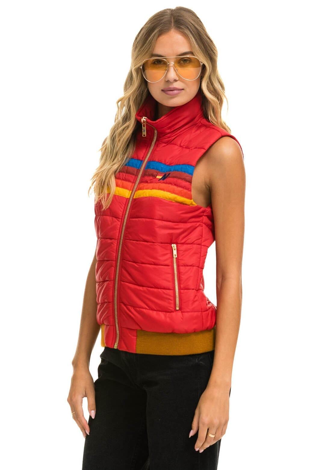 WOMEN'S 5 STRIPE VEST - CHERRY Female Product Image