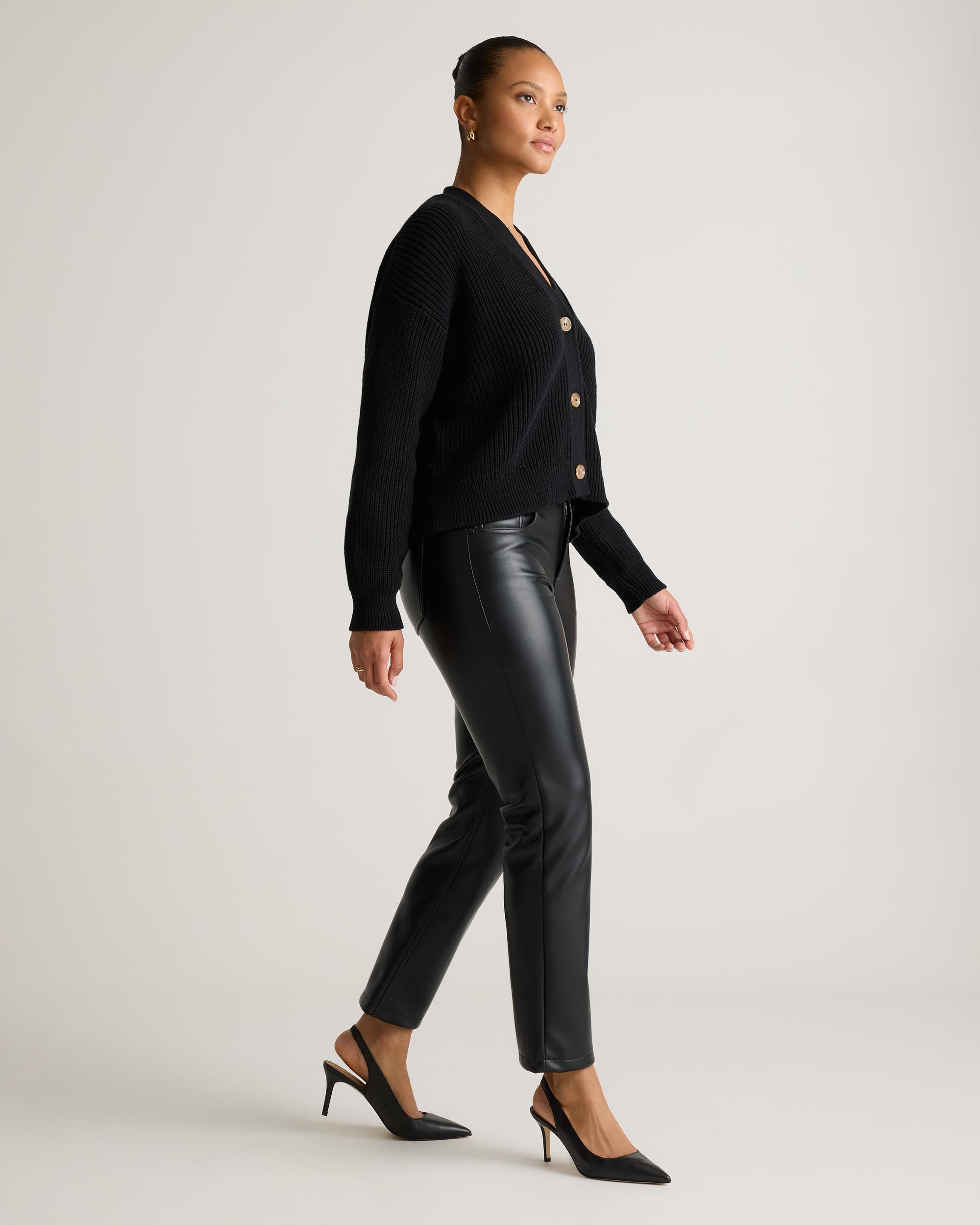 Quince | Women's Vegan Leather Straight Leg Pants Recycled Polyester Product Image