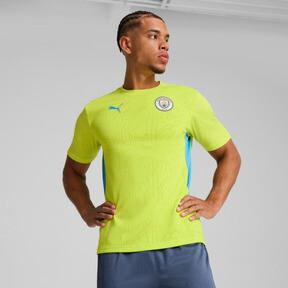 PUMA Manchester City Men's Training Soccer Jersey in Yellow Glow/Magic Blue Product Image