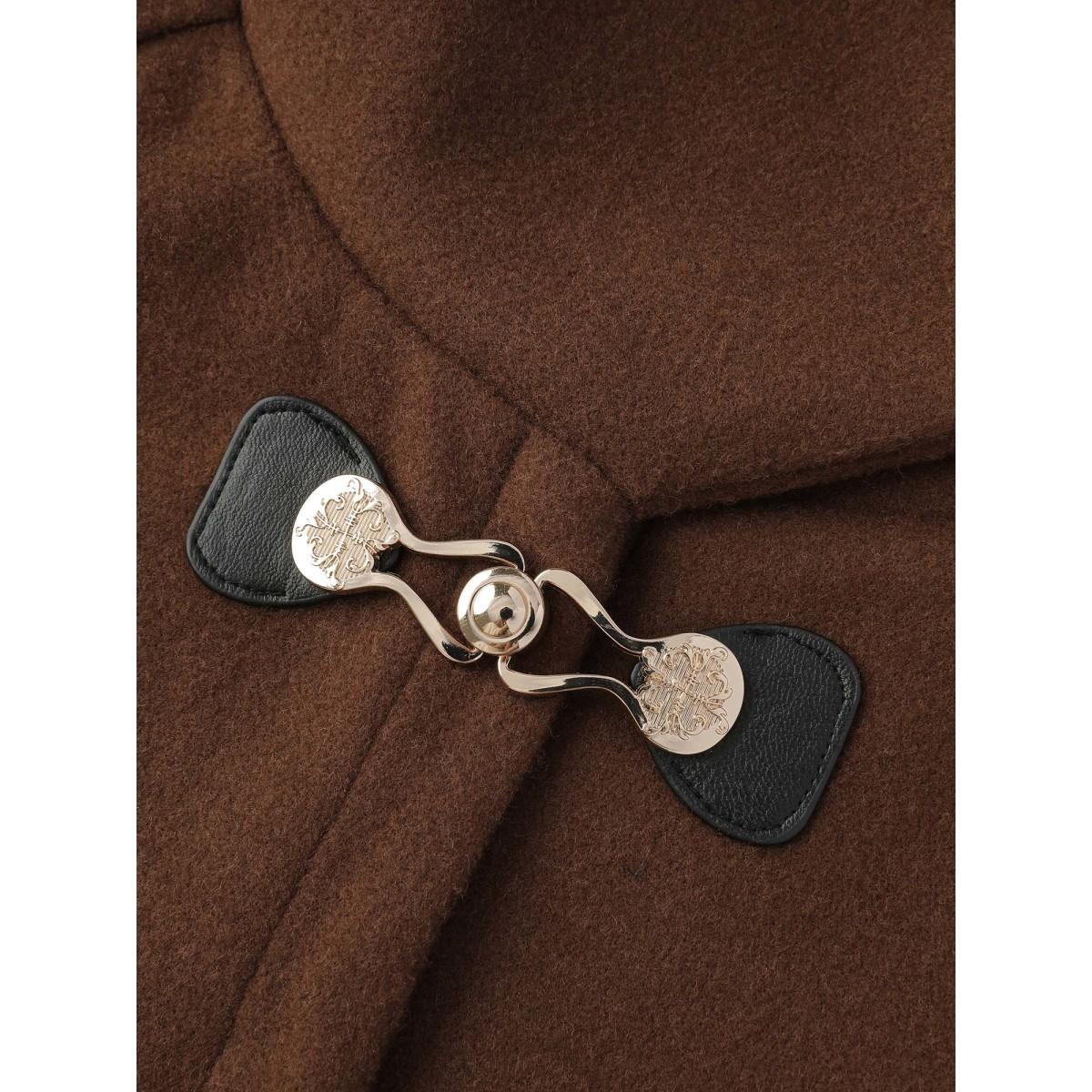 Plus Size Metal Detail Pockets Jacket Women Yellowishbrown Button Slanted pocket Casual Jackets BloomChic 28/5X Product Image