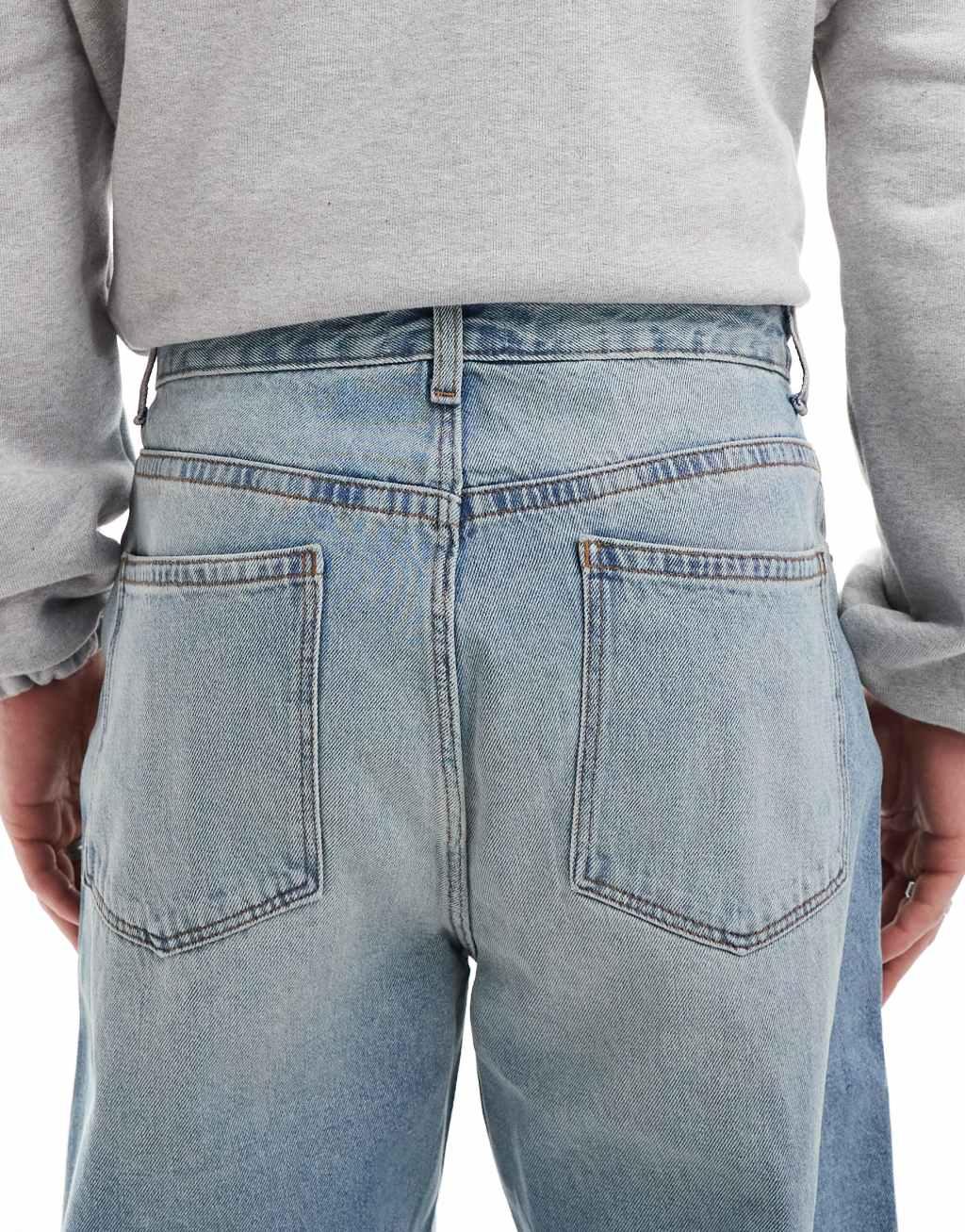 ASOS DESIGN barrel fit jeans in light wash blue Product Image