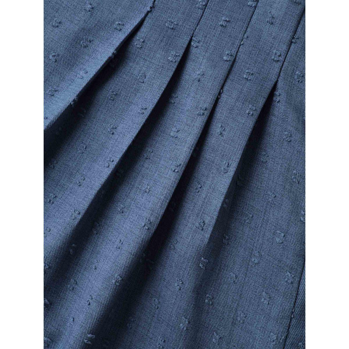 Plus Size Mediumblue Textured Plicated Detail Overall Straps Jumpsuit Women Leisure Sleeveless Square Neck Casual Loose Jumpsuits BloomChic 26/4X Product Image