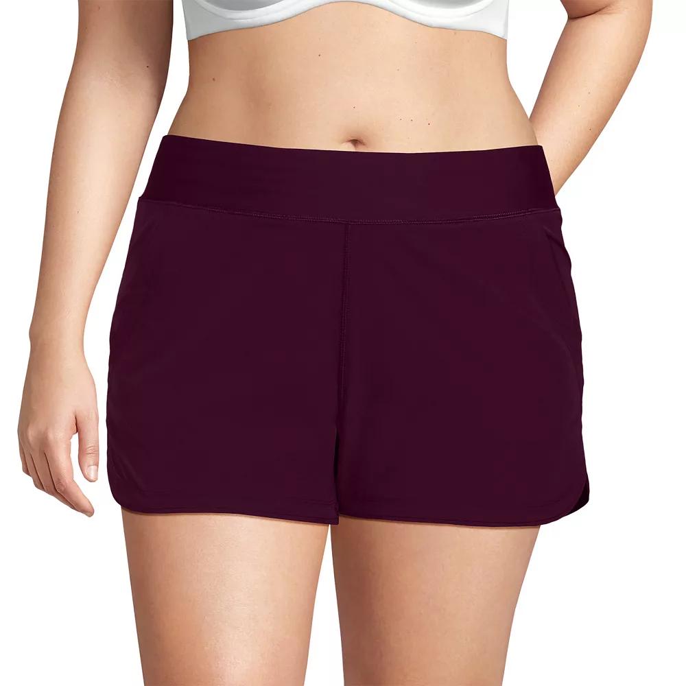 Plus Size Lands' End 3" Quick Dry Swim Board Shorts With Panty, Women's, Size: 18 W, Dark Red Product Image