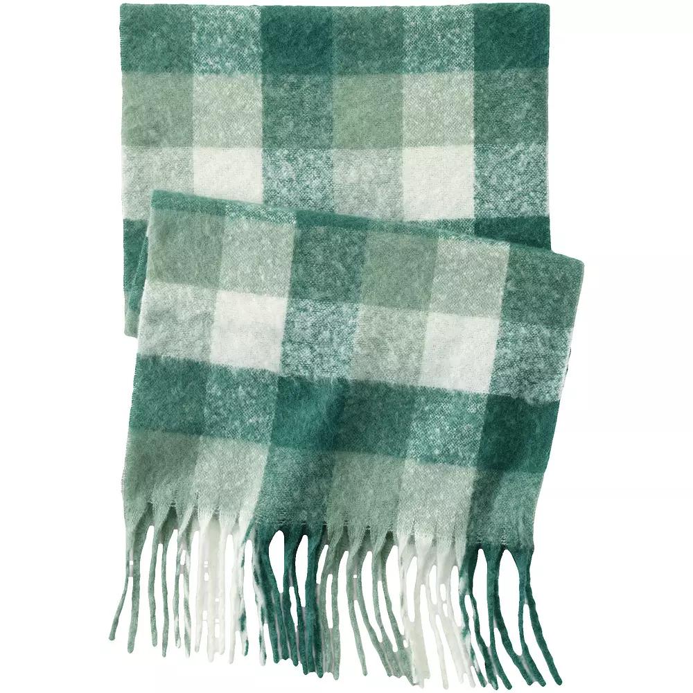 Women's Lands' End Brushed Blanket Scarf, Green Check Product Image