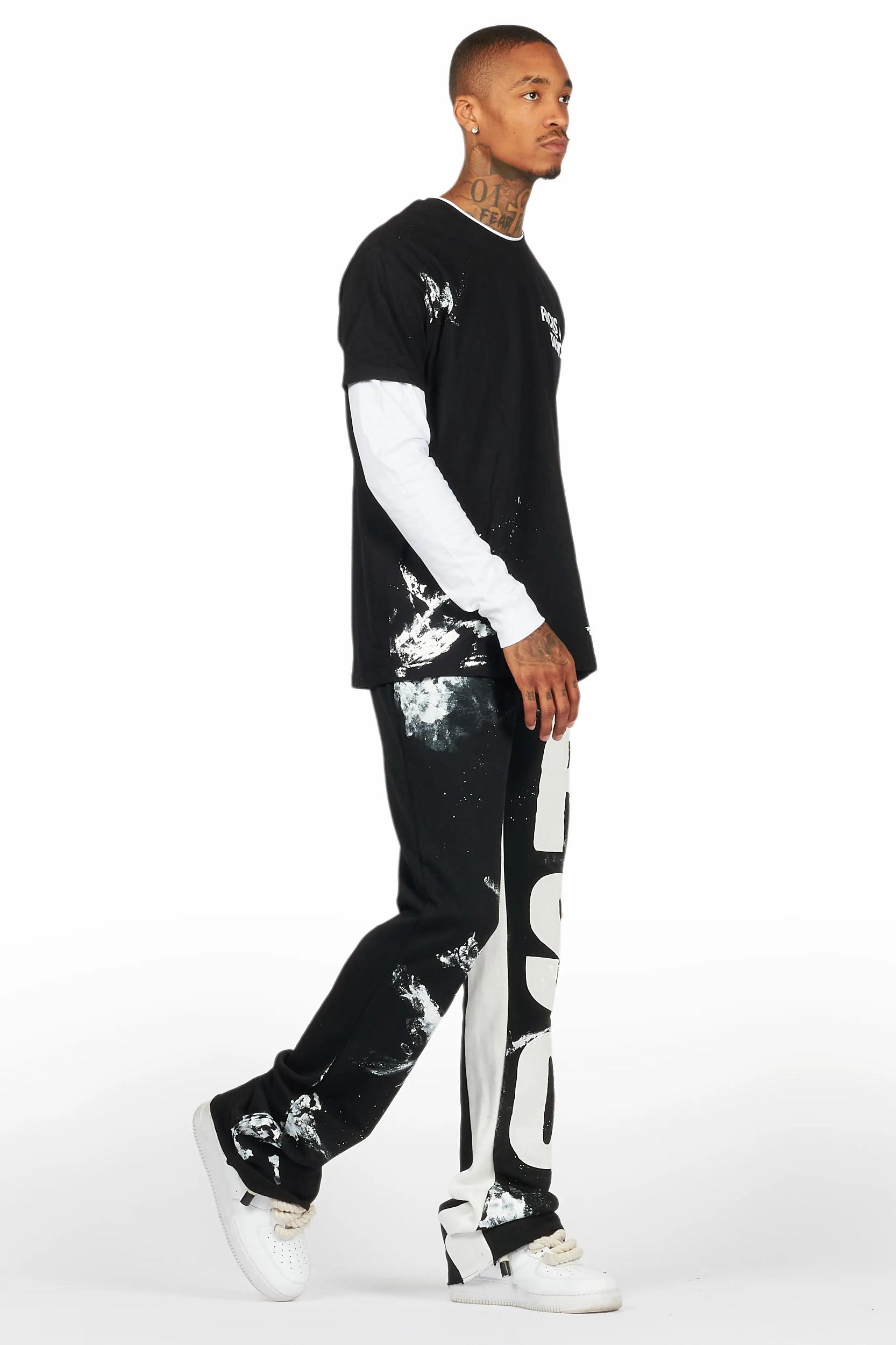Allard Black/White Double Layer T-Shirt/Baggy Pant Set Male Product Image