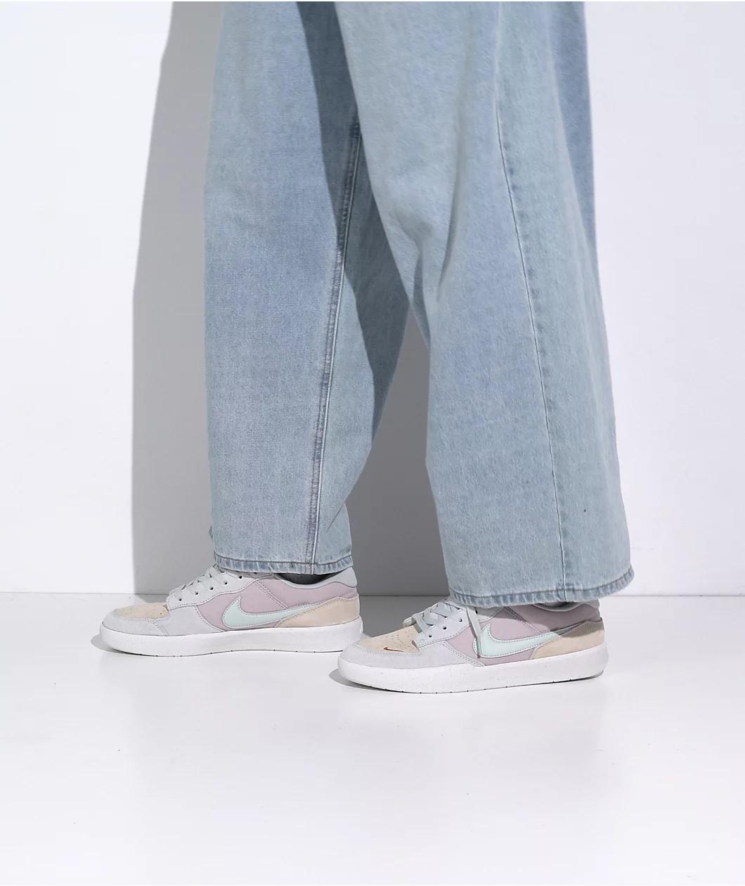 Nike SB Force 58 Platinum Violet, Light Silver & Sand Skate Shoes Product Image