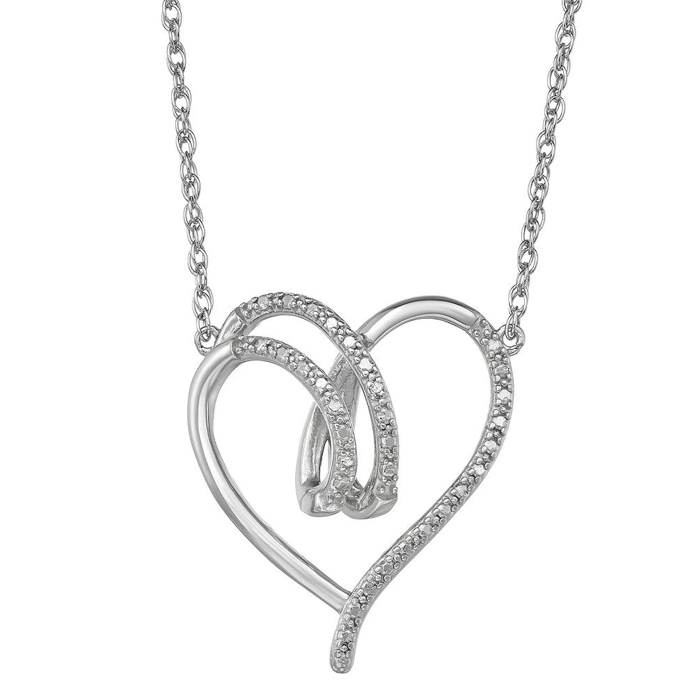 Sterling Silver Diamond Accent Open Heart Necklace, Women's, Size: 18" Product Image