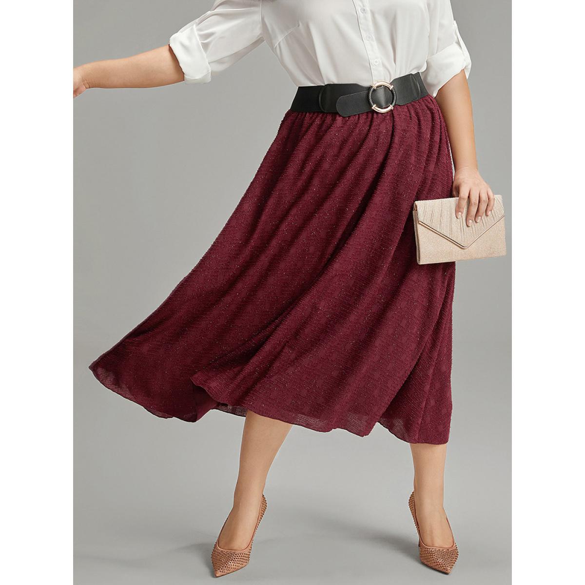 Plus Size Glitter Contrast Patchwork Texture Skirt Women Scarlet Glamour Texture No stretch Going out Skirts BloomChic 14-16/1X Product Image