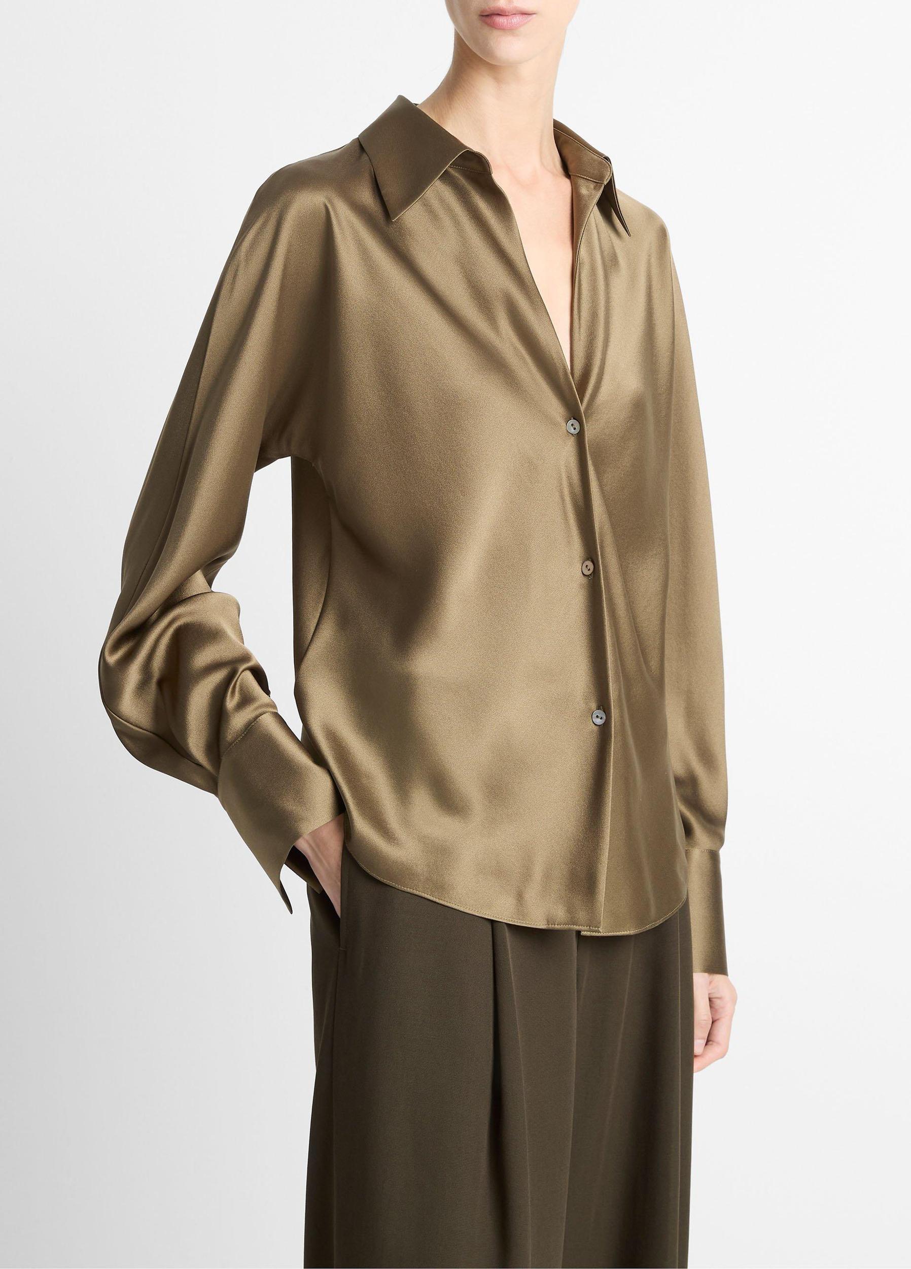 Silk Bias Long-Sleeve Blouse Product Image